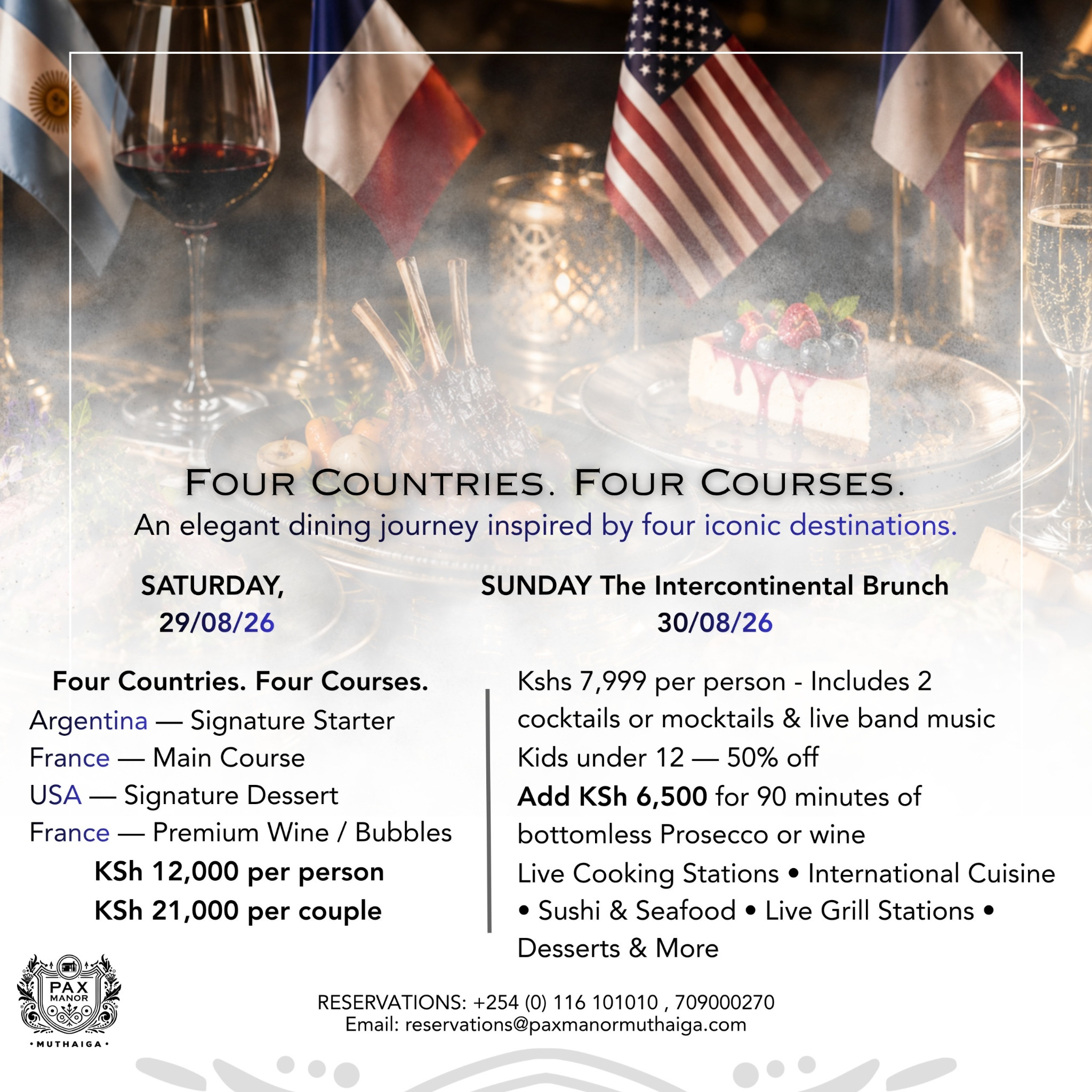 Pax Manor Facebook ad: Four Countries, Four Cuisines