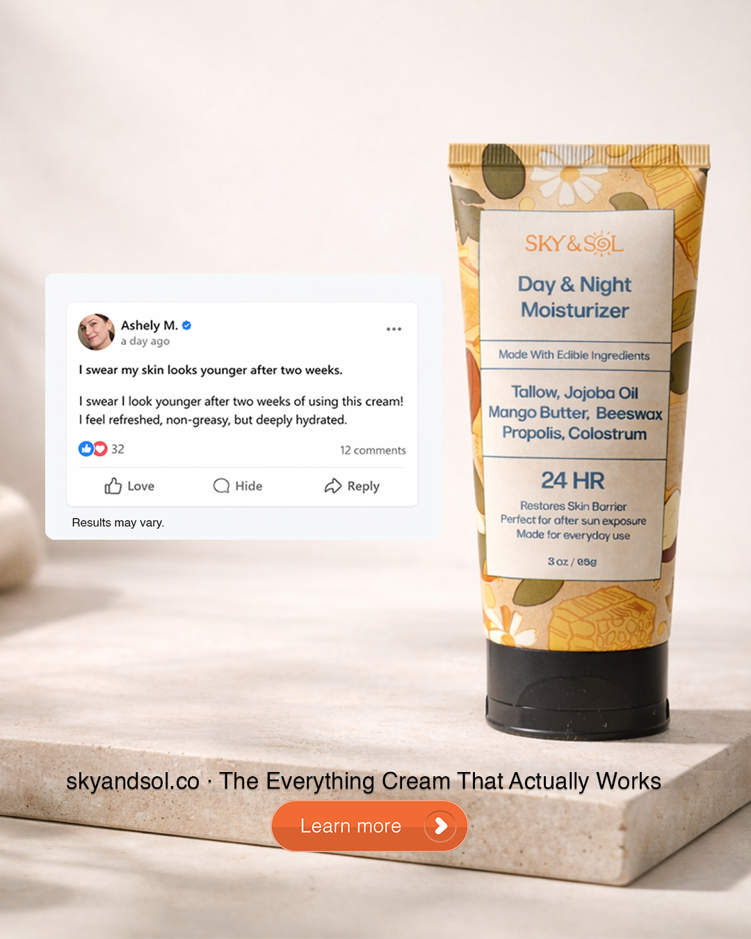 Sky&sol Facebook ad