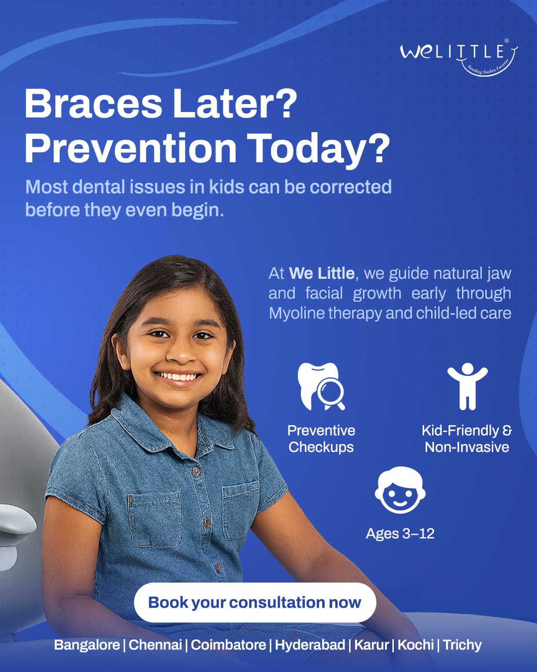 WE Little Facebook ad: Your child deserves more than basic dental care.