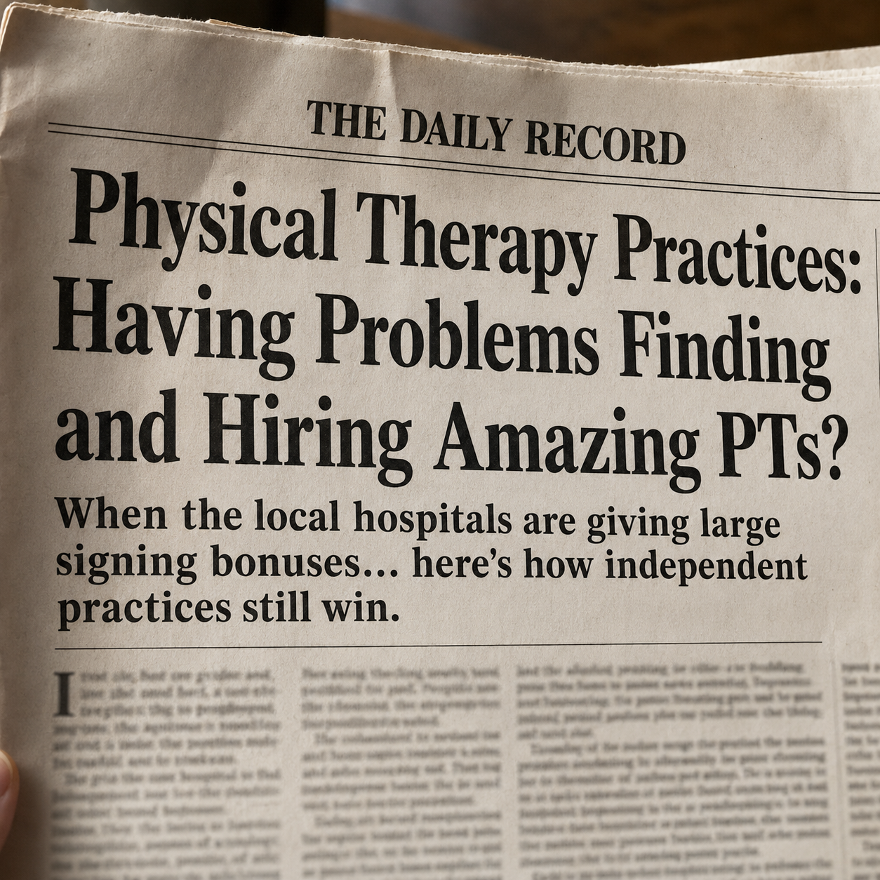 Rehab CEOs Facebook ad: PT Clinics: Test Drive Our Hiring System