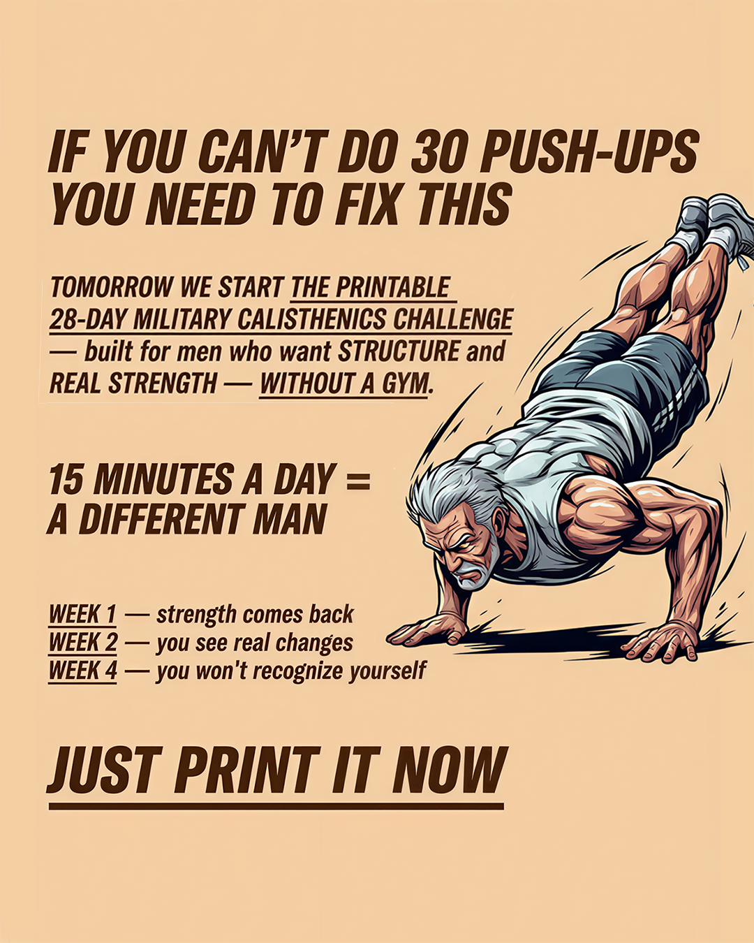 Military Training System Facebook ad: Feel Strong and Unstoppable with Military Workouts