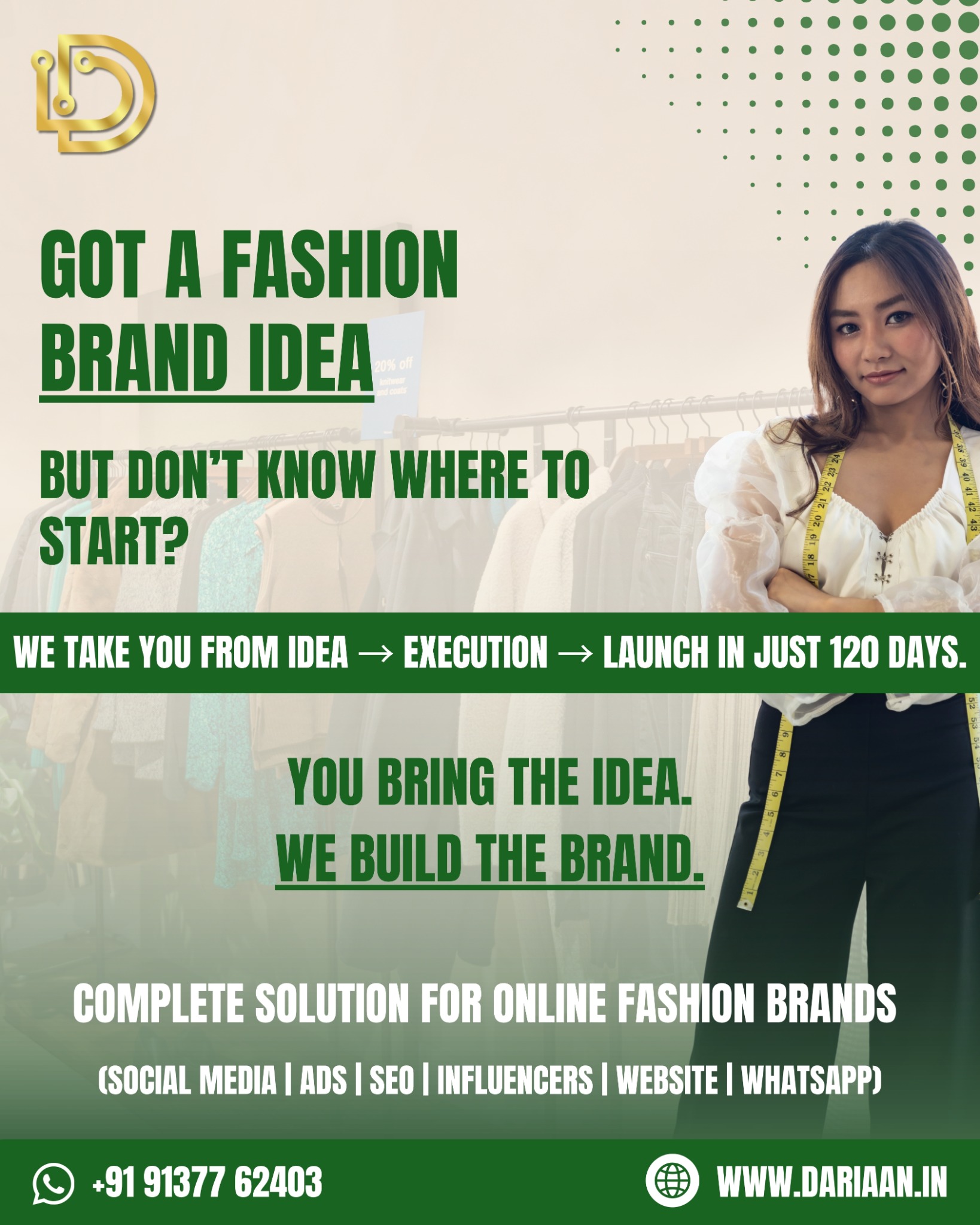 Dariaan Facebook ad: Launch Your Fashion Brand in 120 Days.