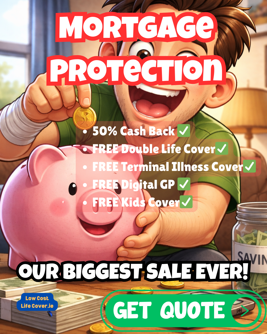 Low Cost Life Cover.ie Facebook ad: Our Biggest Sale Ever