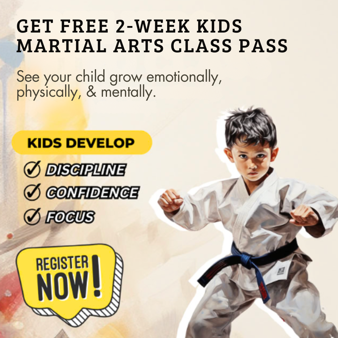 Bushi Ban Clear Lake Facebook ad: Want a FREE 2-Week, Kids Martial Arts Class Pass?