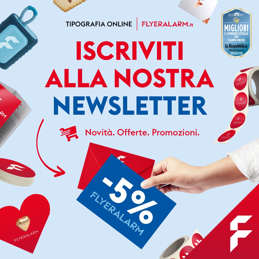 FLYERALARM Facebook ad: 5% di sconto sulla tua prossima stampa!