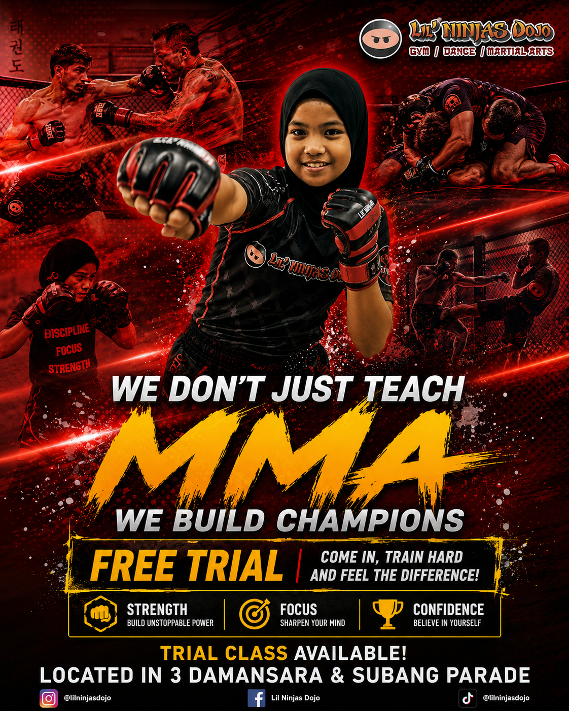Lil Ninjas Dojo Facebook ad: Book Your Kid Trial Here