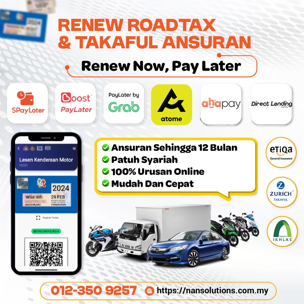 NAN Solutions - Insurans & Takaful Facebook ad: RENEW ROADTAX BAYAR BULANAN