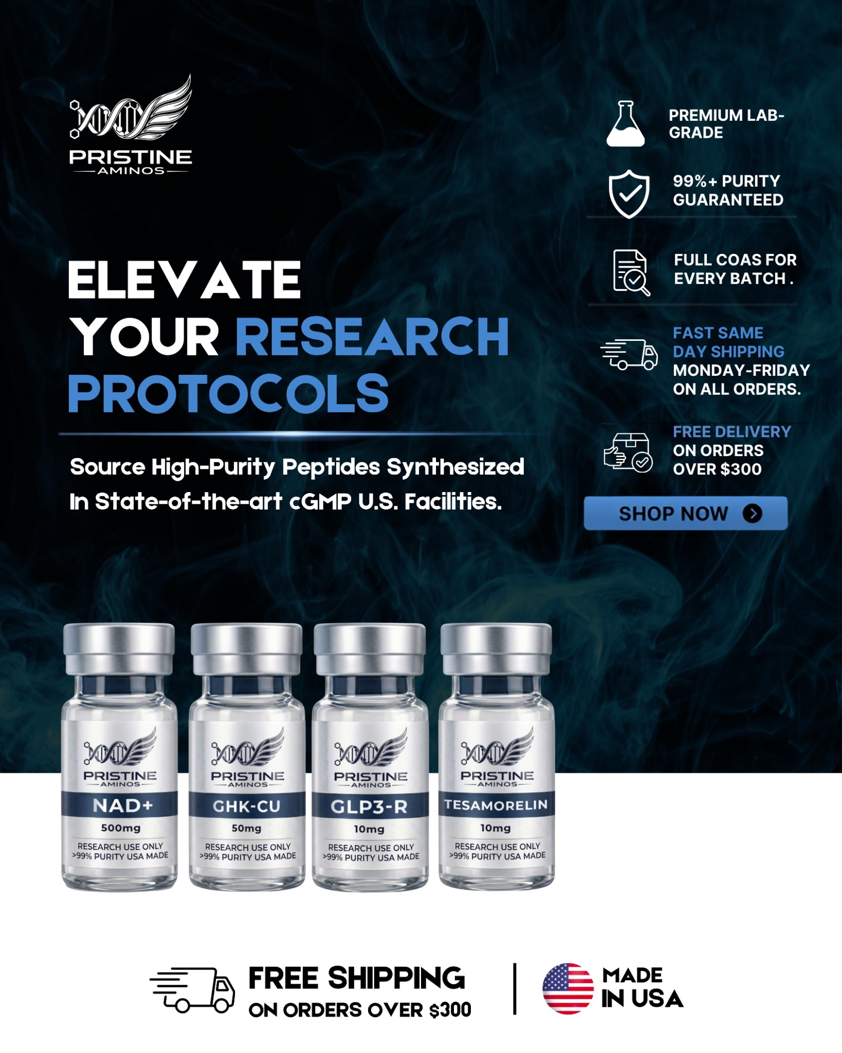 Pristine Ahminos Facebook ad: Shop Research Materials