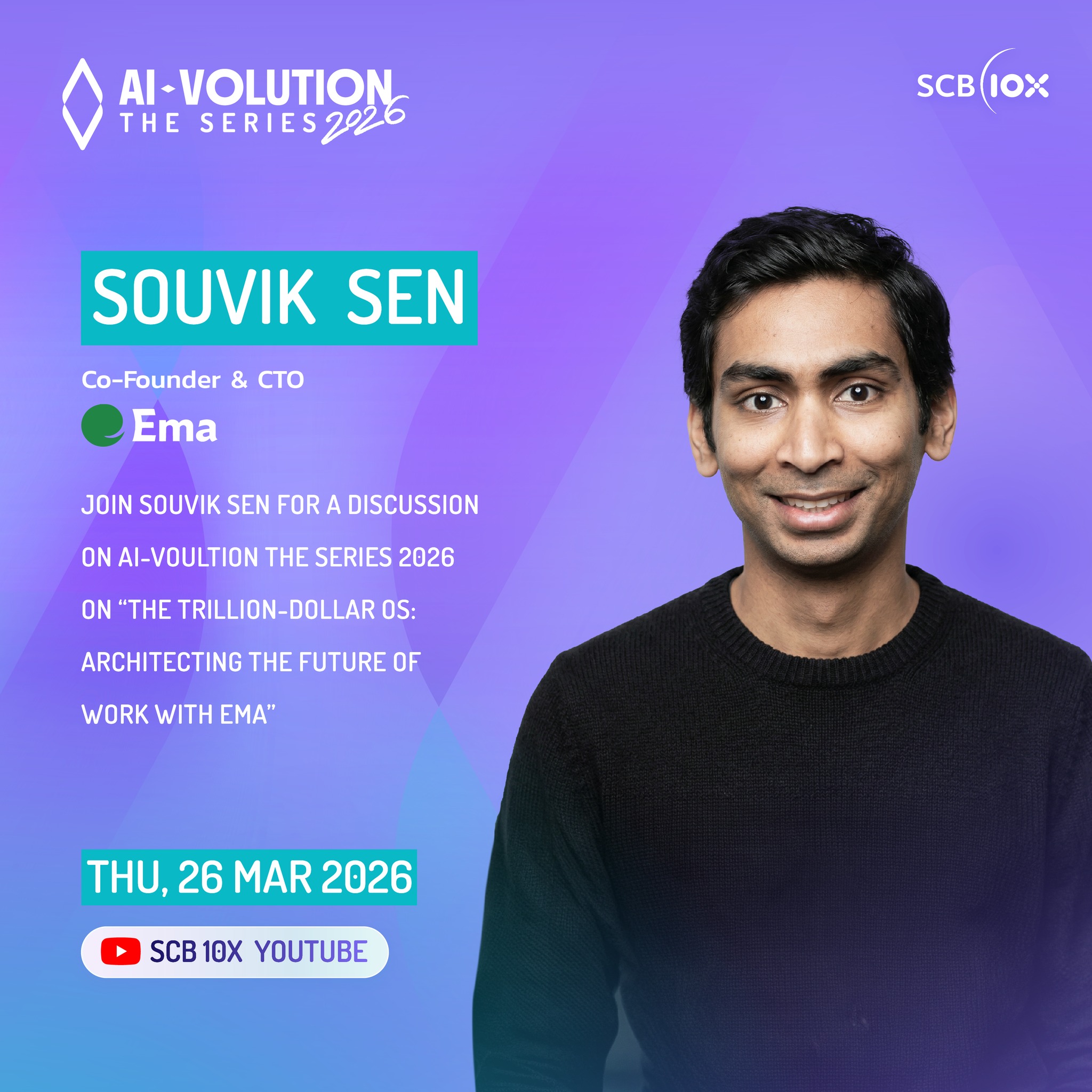 SCB 10X Facebook ad: Meet our guest for AI-VOLUTION The Series 2026…