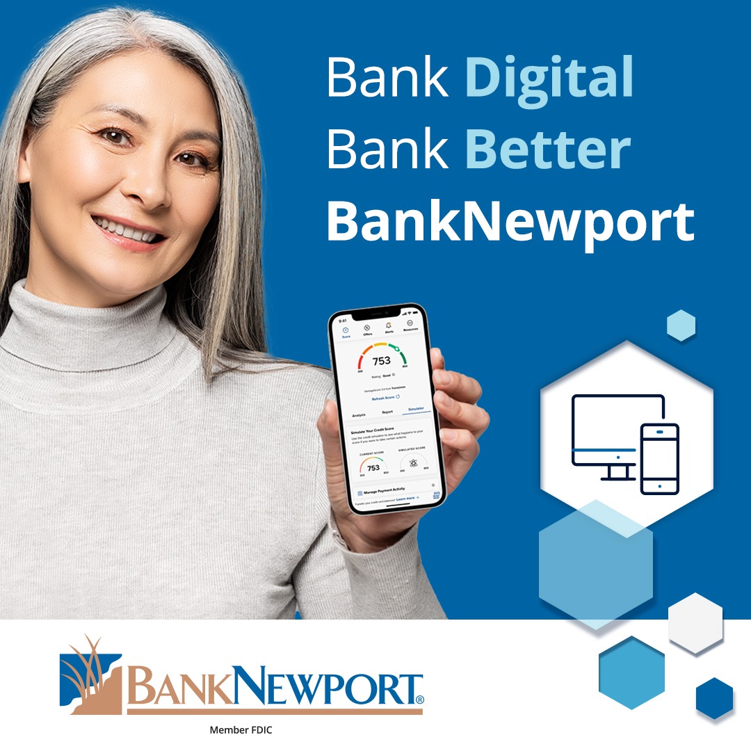 BankNewport Facebook ad: Our Digital and Mobile services offer access to…