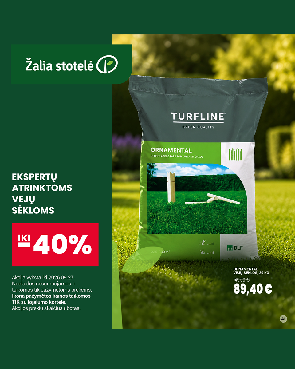 Žaliastotelė.lt Facebook ad: Ekspertų atrinktoms vejų sėkloms iki -40%