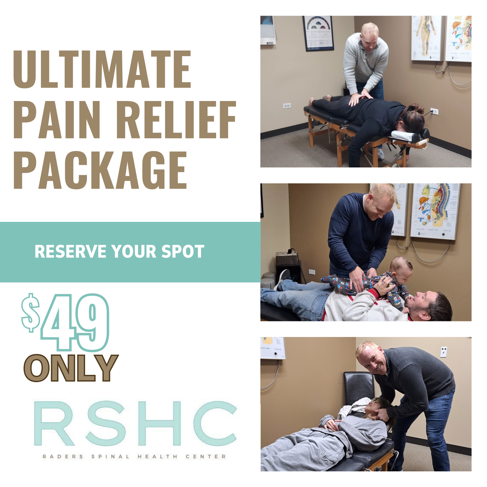 Chiropractor Vernon Hills IL Nathan Raders DC Facebook ad: Feel Better & Save BIG On Your First Adjustment!