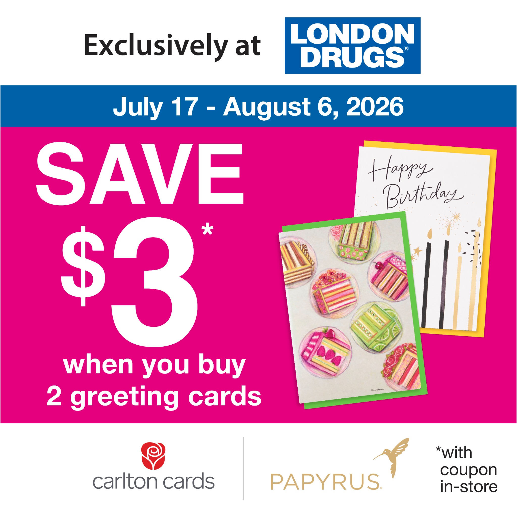 Carlton Cards Facebook ad: COUPON Available in Store