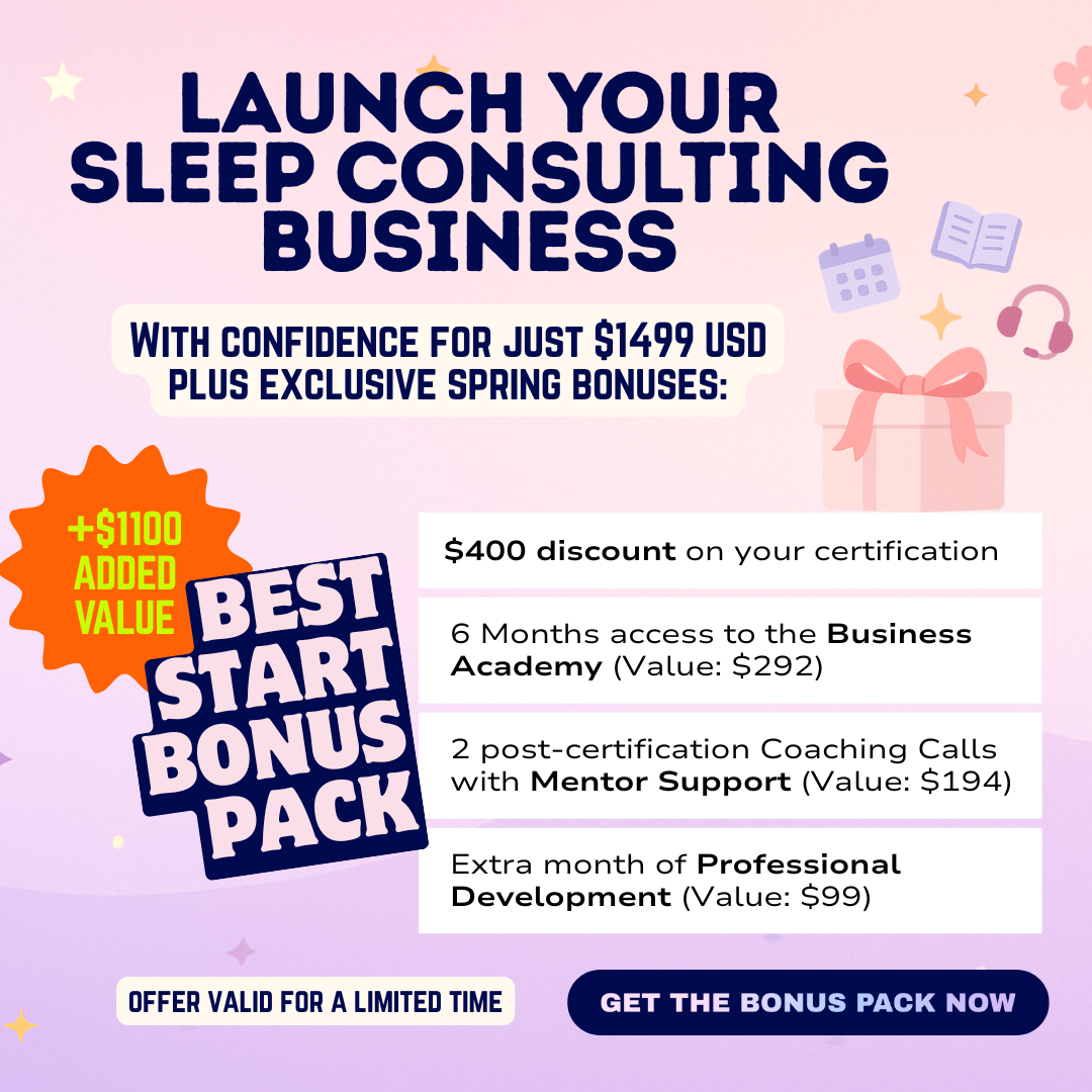 Baby Sleep Consultant Training and Certification Facebook ad