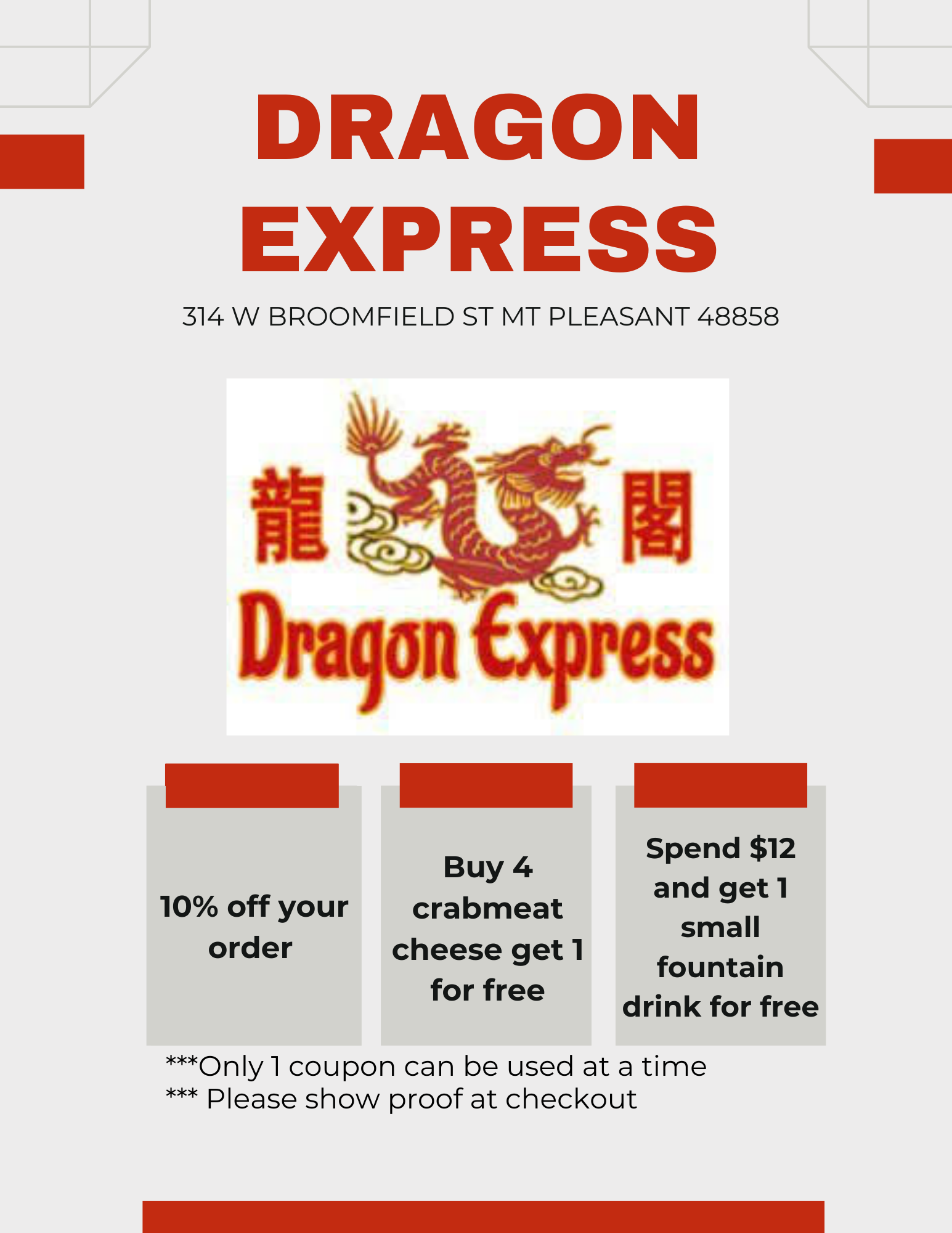 Dragon Express Facebook ad: Order Online and pick up in-store at…