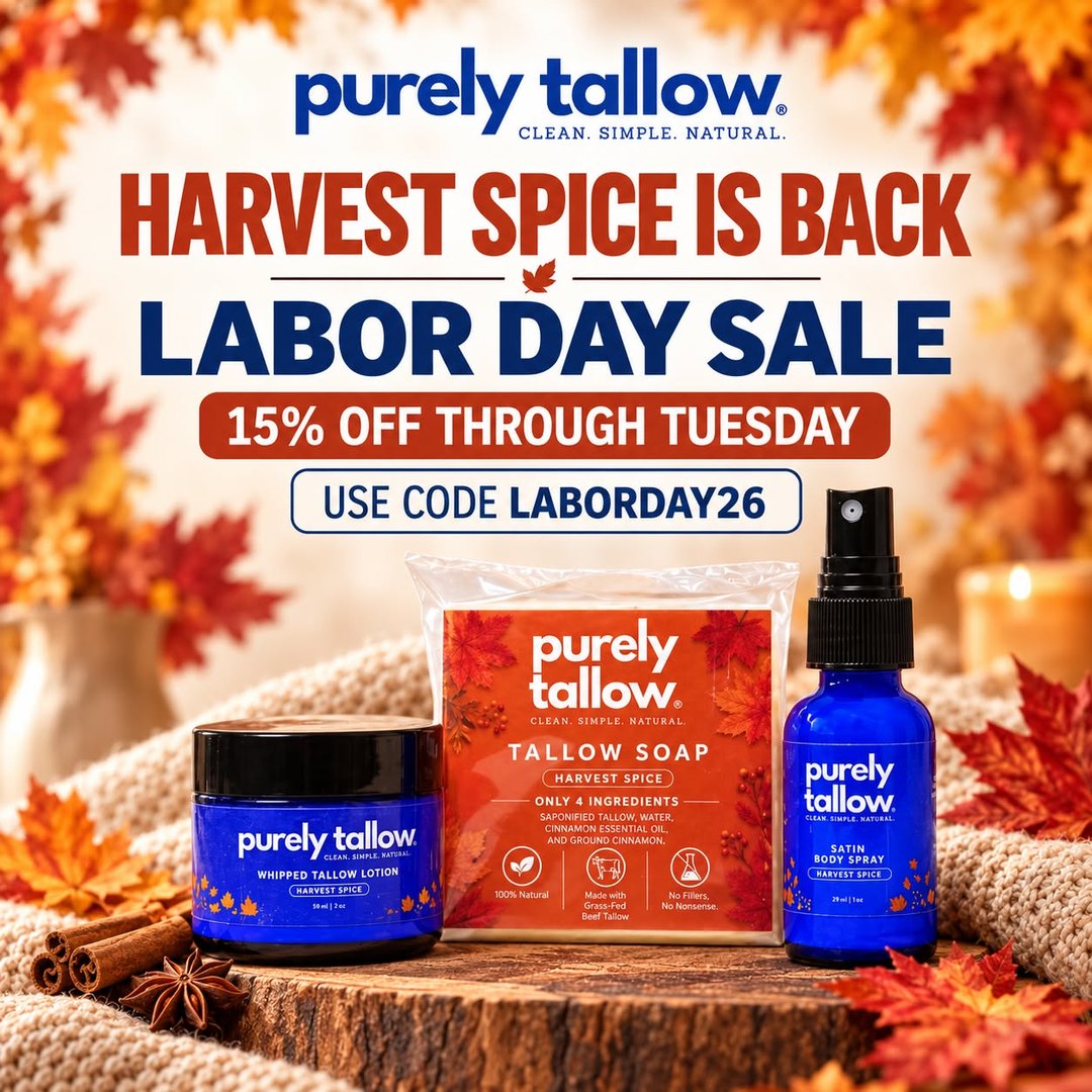 Purely Tallow Skincare Facebook ad: Harvest Spice Is Back