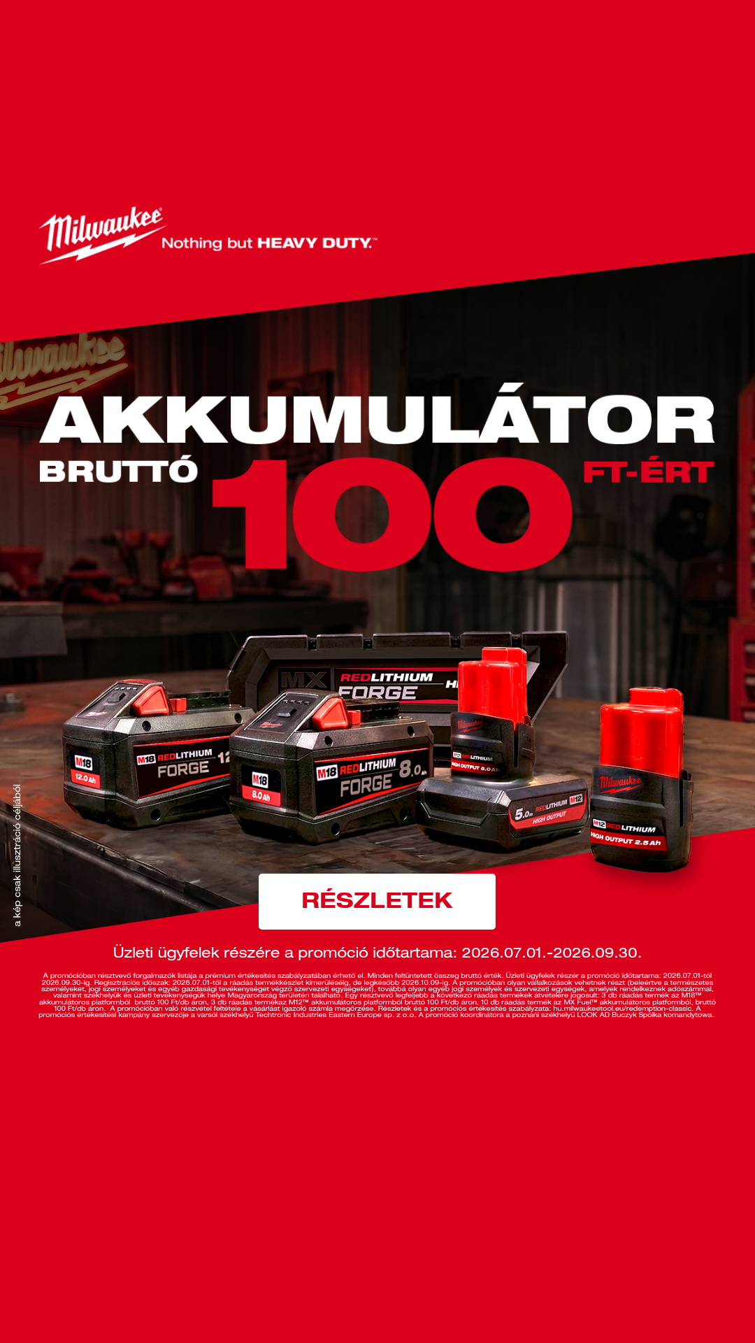 Milwaukee Magyarország Facebook ad: Akkumulátor bruttó 100 Ft-ért