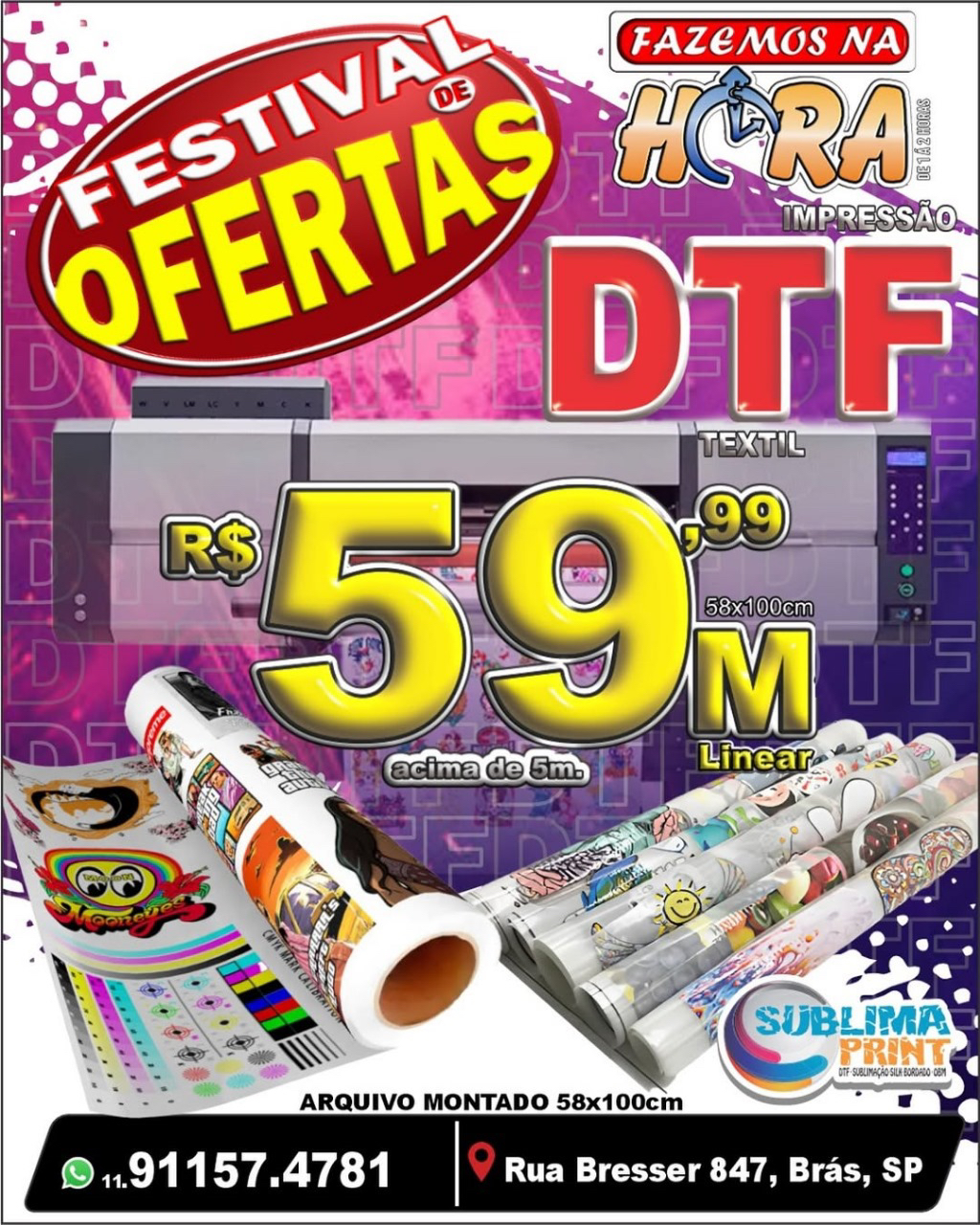 Sublima Print Facebook ad: DTF TÊXTIL MELHOR PREÇO ENTRA NA HORA