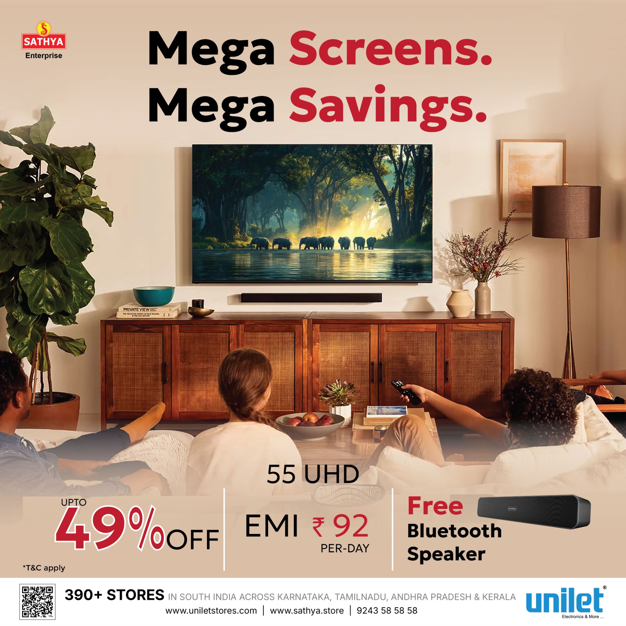 Unilet Stores Facebook ad: Mega Savings Sale is LIVE at UNILET Mysore