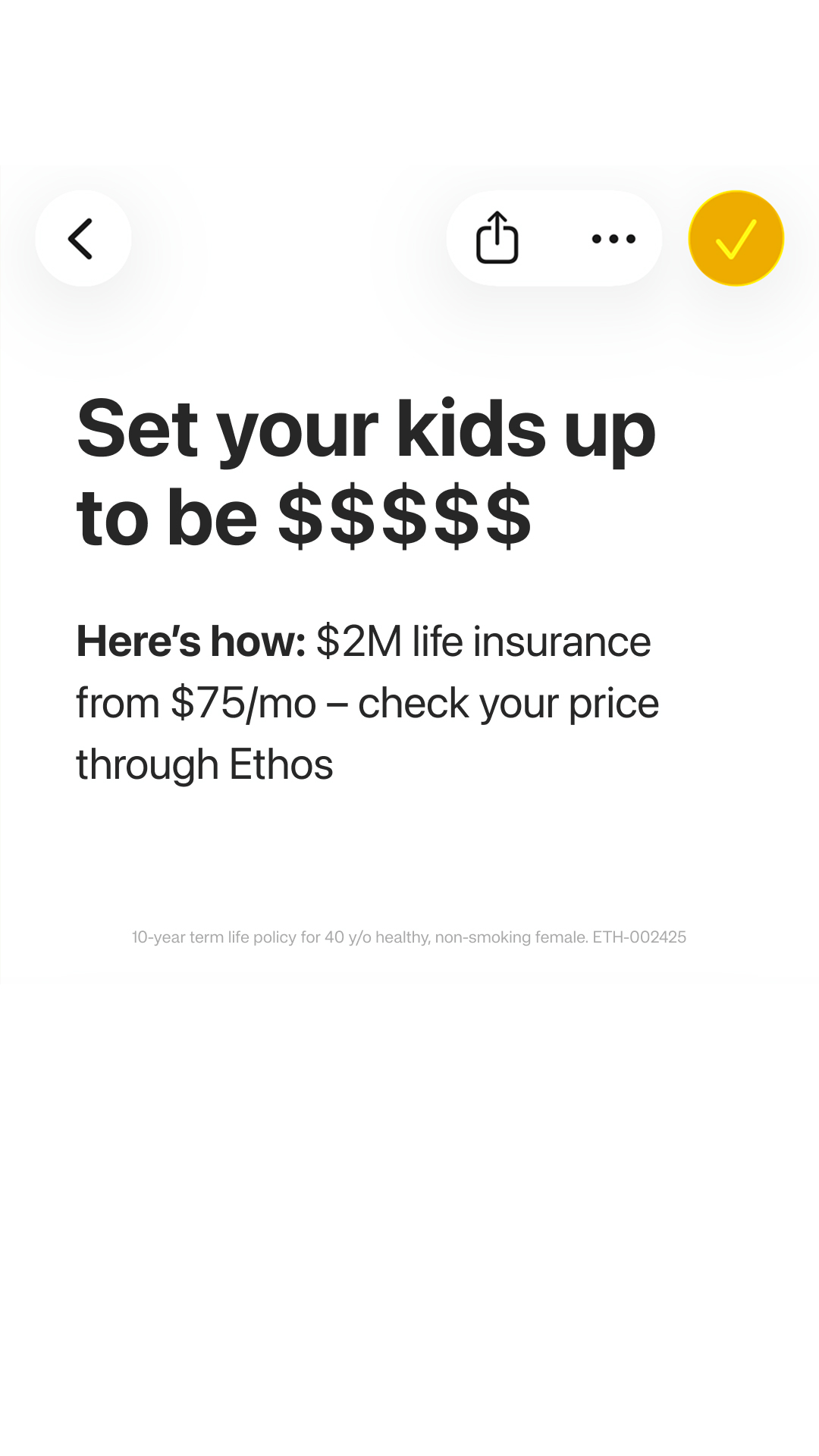 Ethos Facebook ad