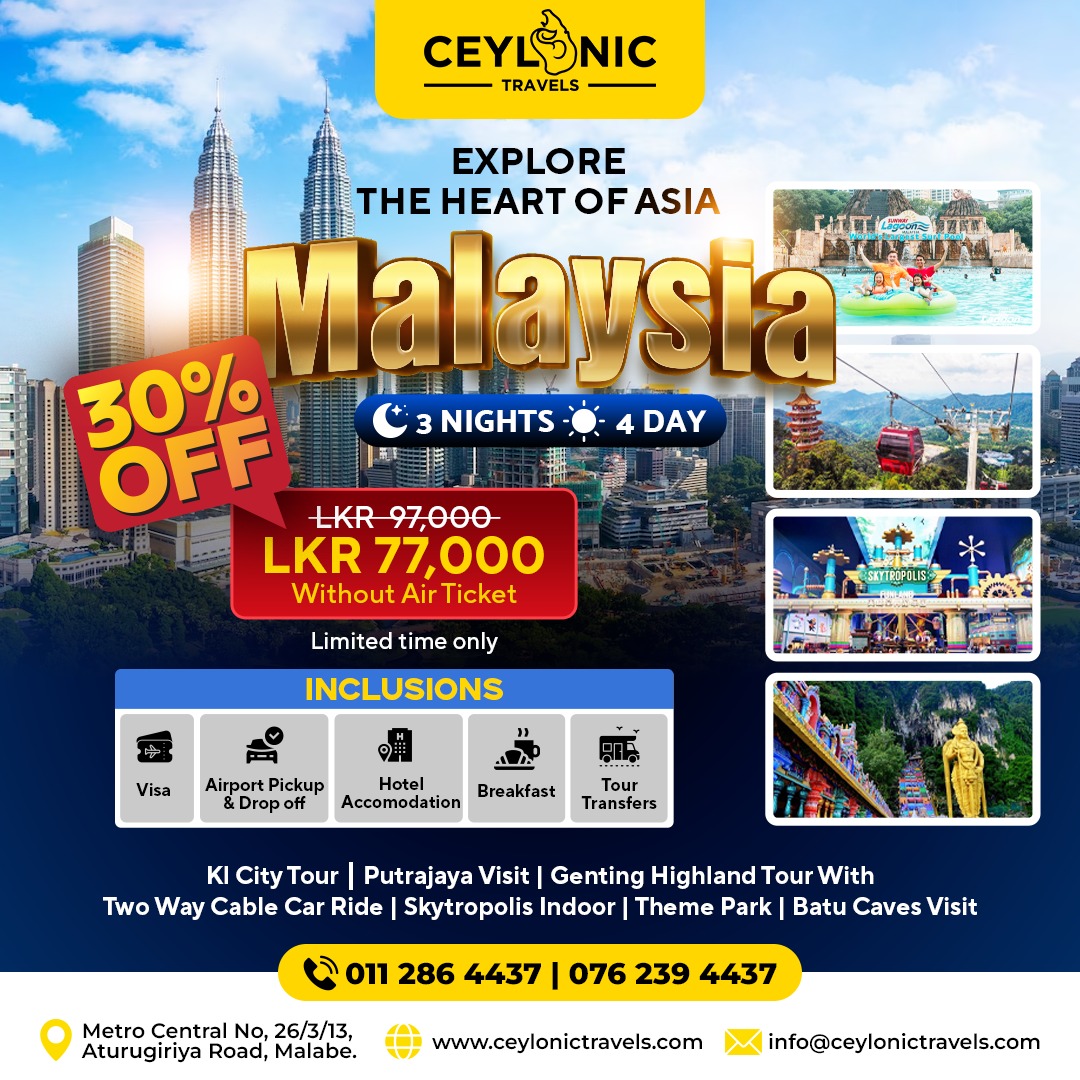 Ceylonic Travels & Tours Facebook ad: Explore the World with Ceylonic Travels Pvt Ltd!