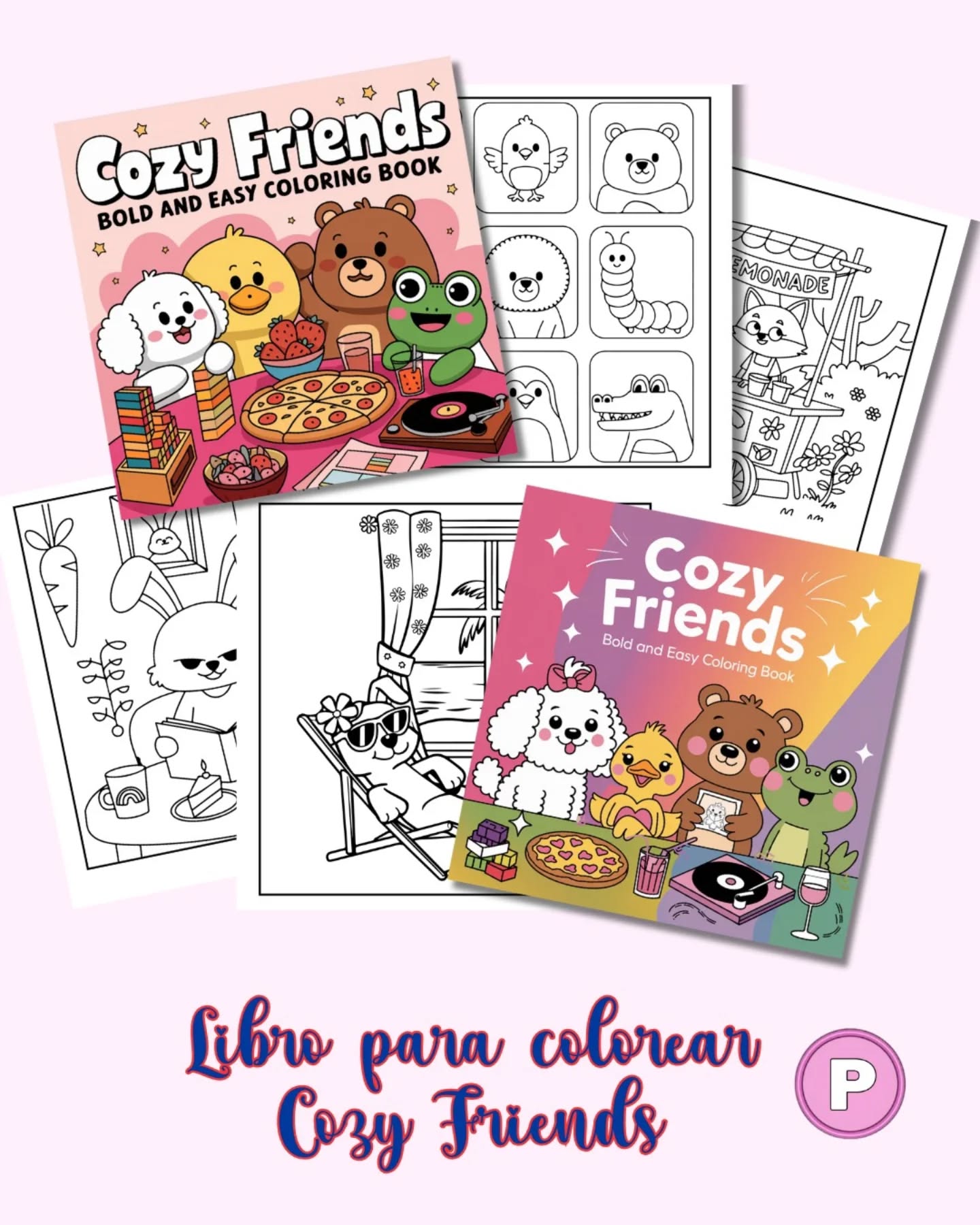 Papelitos Digital Facebook ad: Archivos para armar Libros para colorear COZY FRIENDS