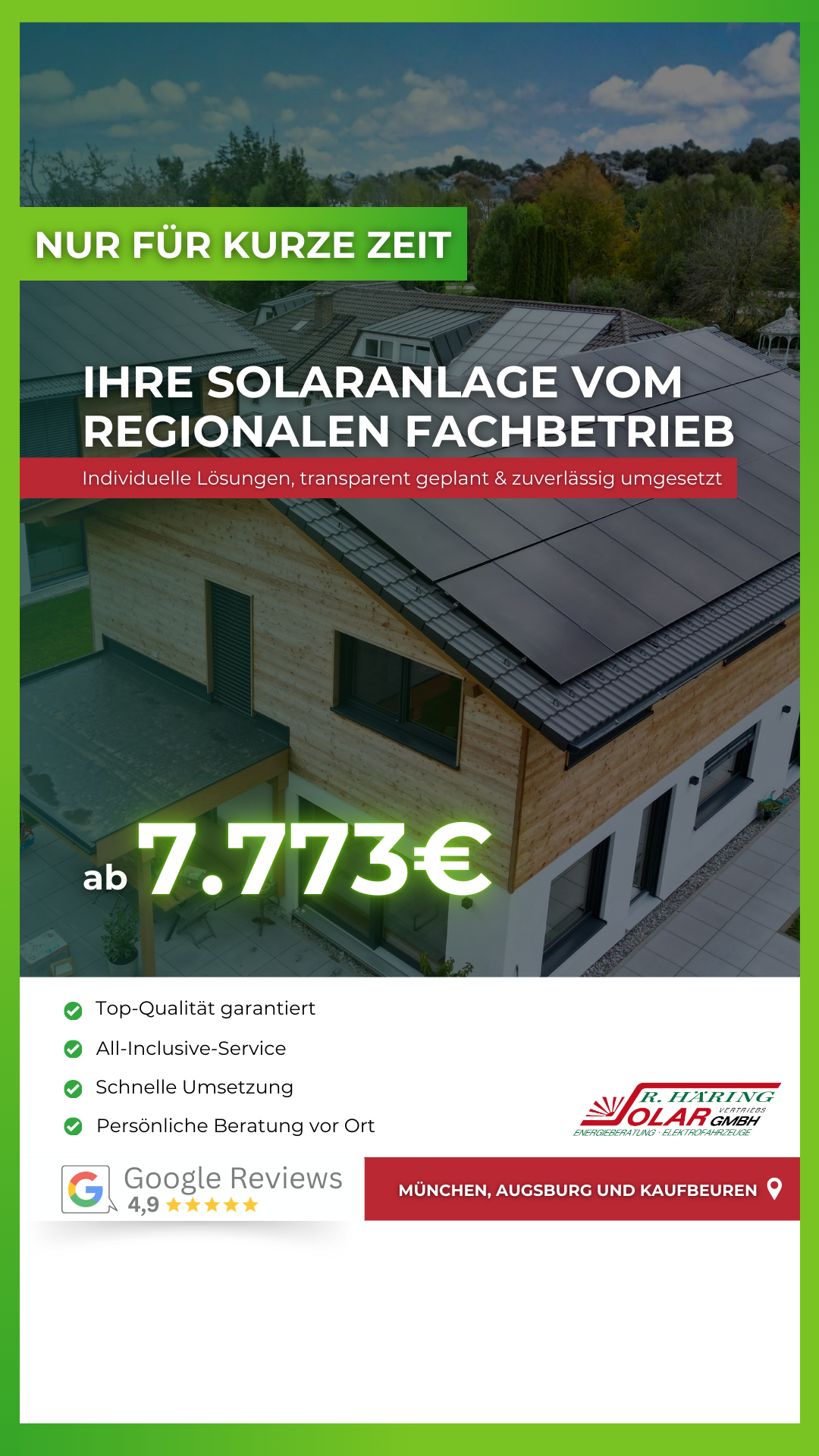 R. Häring Solar Vertriebs GmbH Facebook ad from Feb 13, 2026
