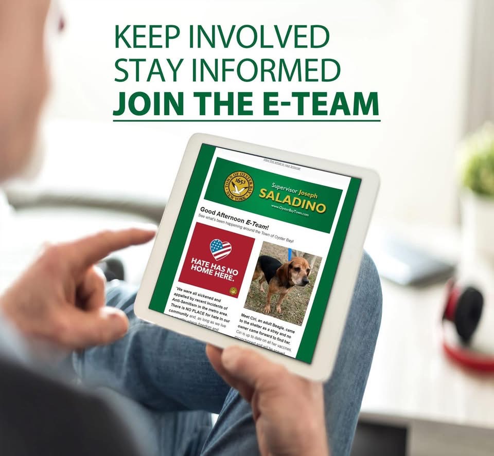 Town of Oyster Bay Facebook ad: Join Supervisor Joseph Saladino’s E-TEAM and stay up…