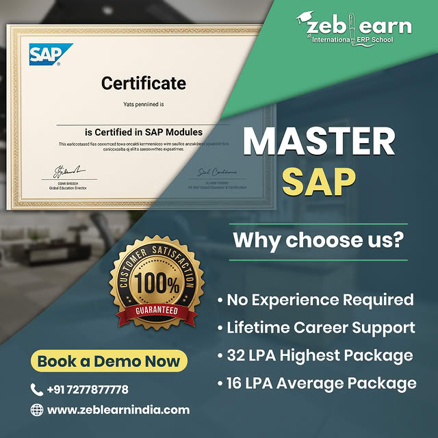 Zeblearn Facebook ad: Master SAP, 32 LPA Highest Package.