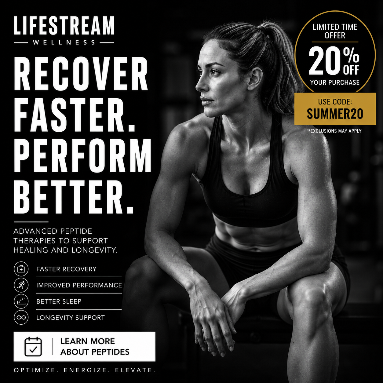 Alex Planes Facebook ad: Recover Faster. Perform Better.