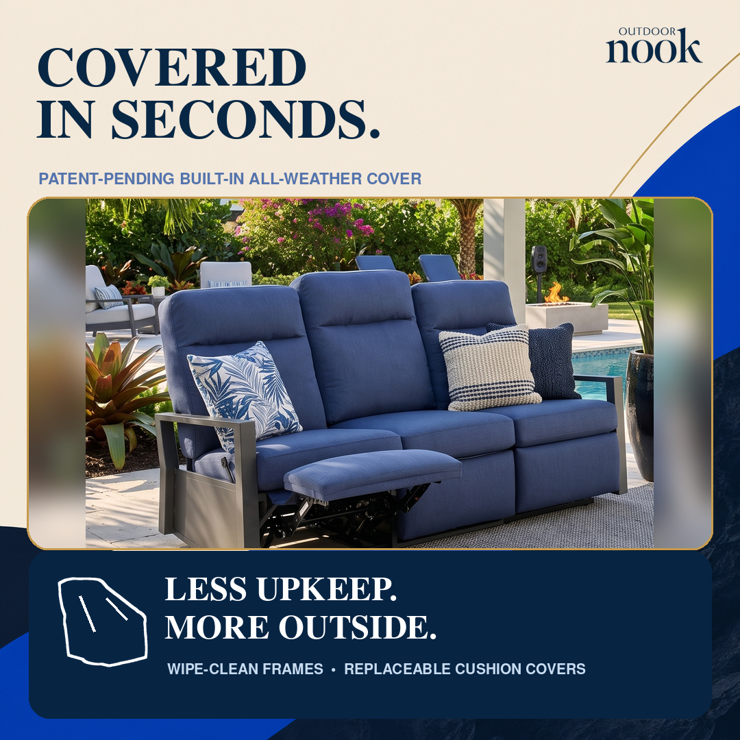OutdoorNook Facebook ad: Less Upkeep. More Time Outside.