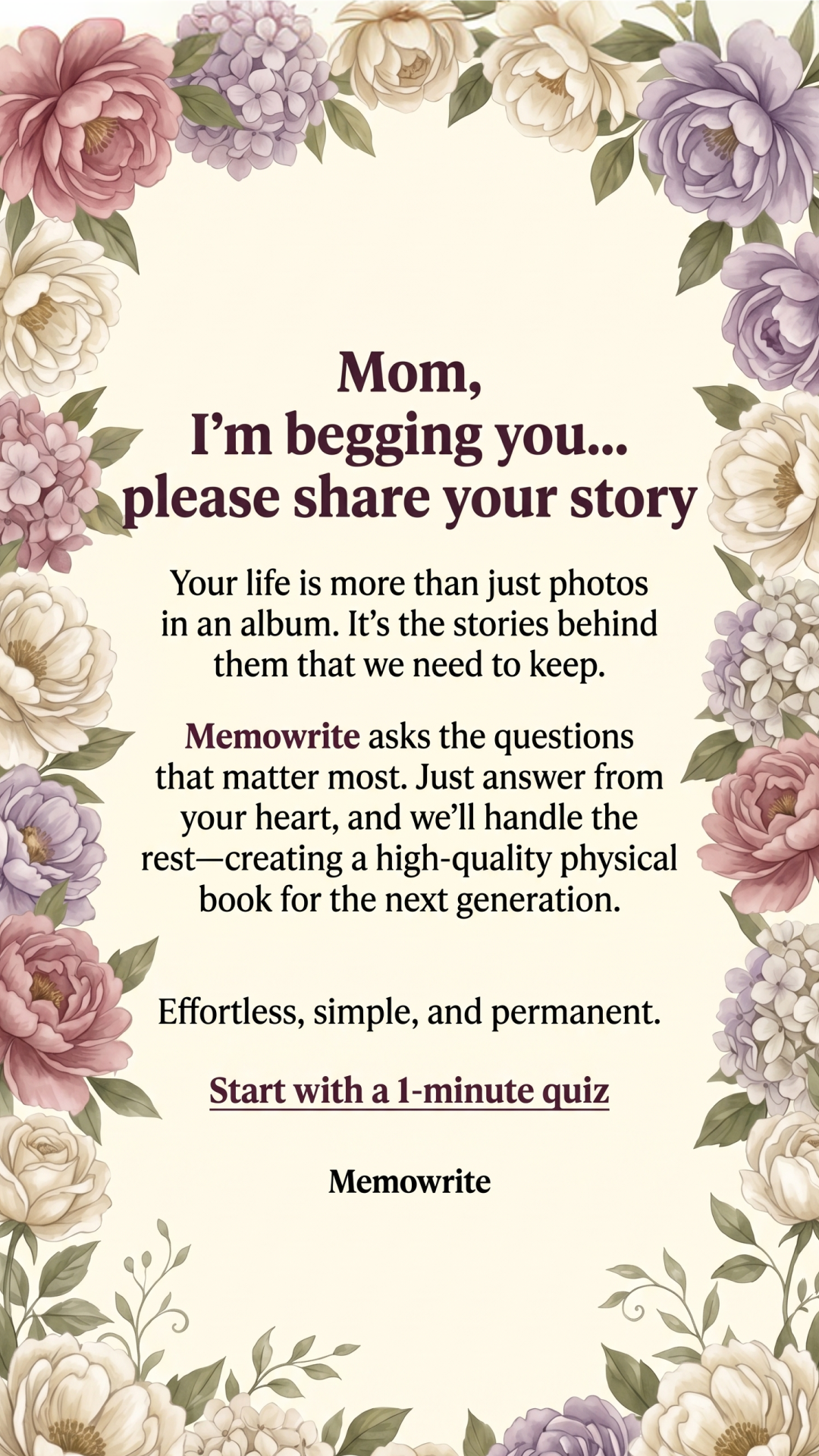 Memowrite Facebook ad