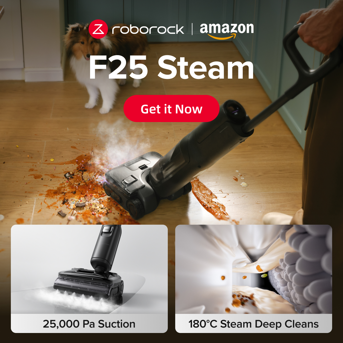 Roborock Australia Facebook ad: Steam Away Sticky Messes