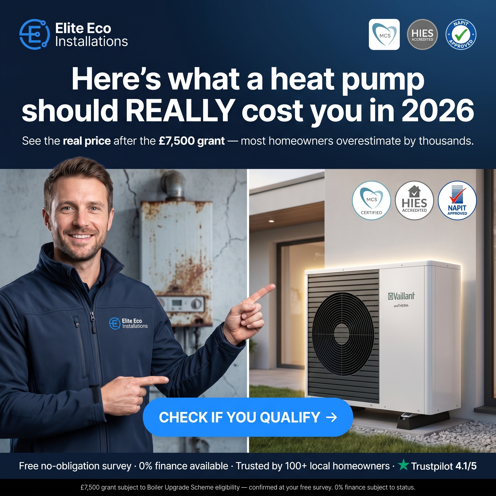 Elite Eco Installations Facebook ad: What A Heat Pump Should REALLY Cost In 2026!