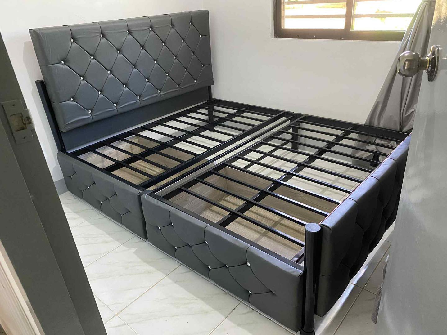 Furniture Double deck Facebook ad: Brand new elegant bed frame with headboard and…