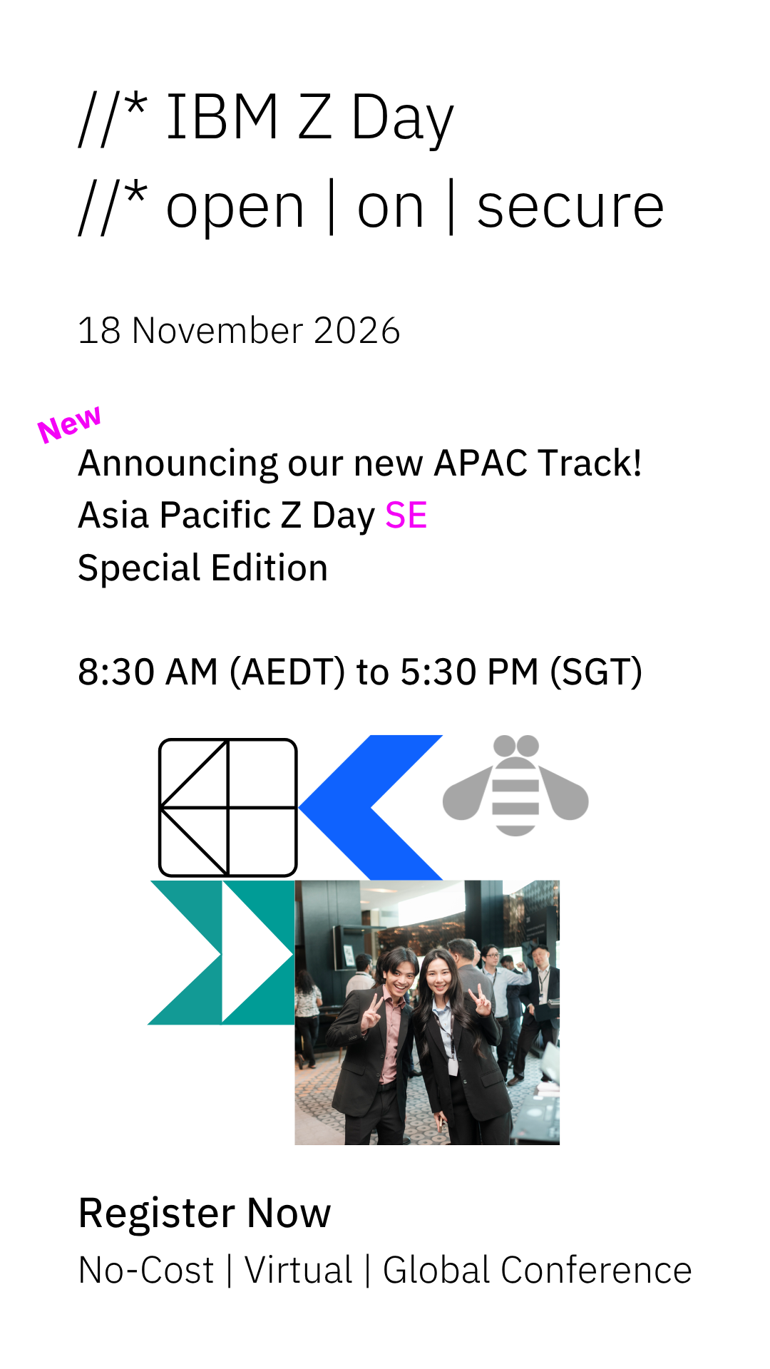 BeMyApp Facebook ad: Hear AI, Security, and Innovation Sessions at IBM Z Day