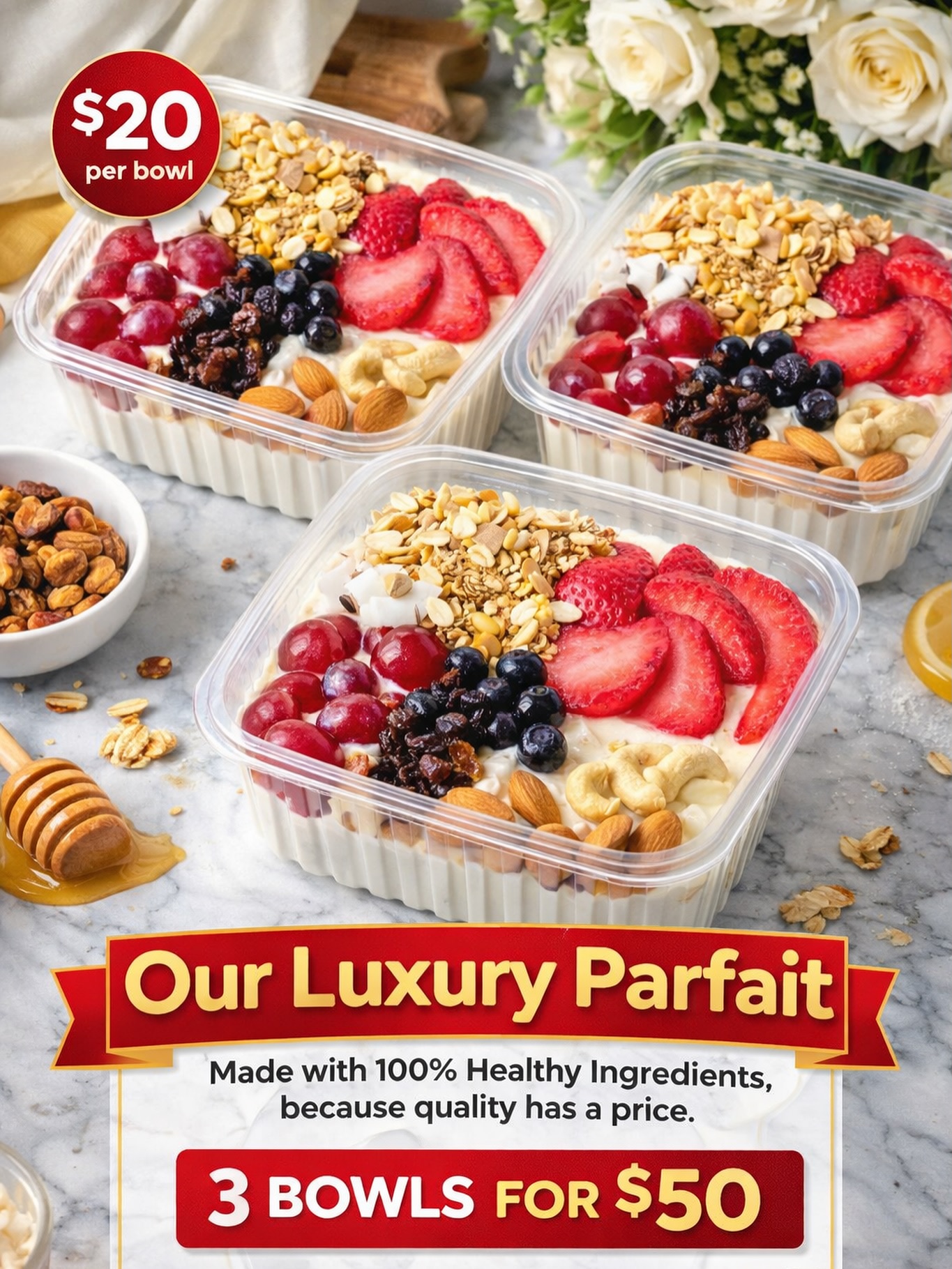 Nutritious Fam - Best Luxury Parfait in Liberia Facebook ad: Healthy food is cheaper than hospital bills