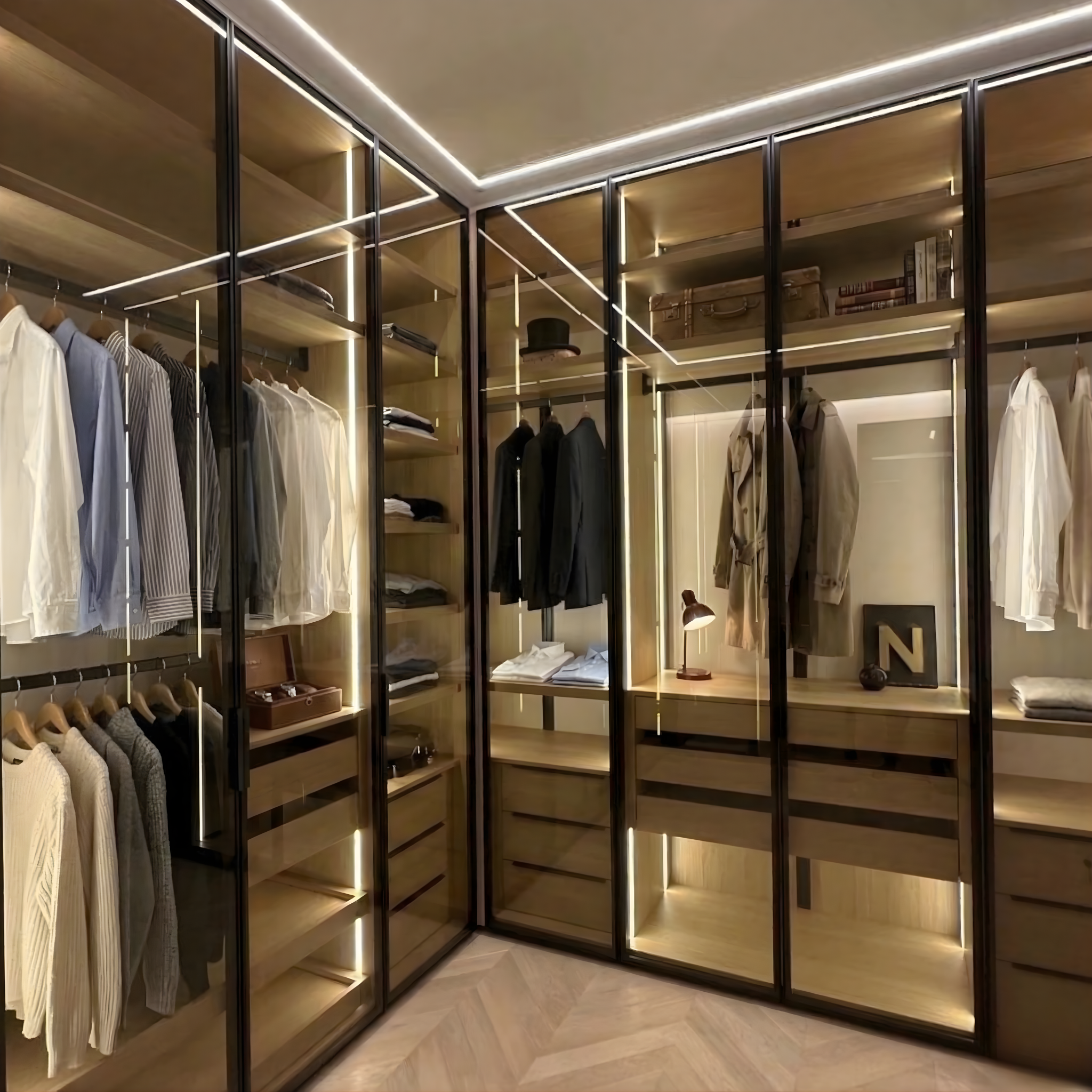 Cherfan Design - Kitchens Facebook ad: Glass doors, soft lighting and tailored storage …