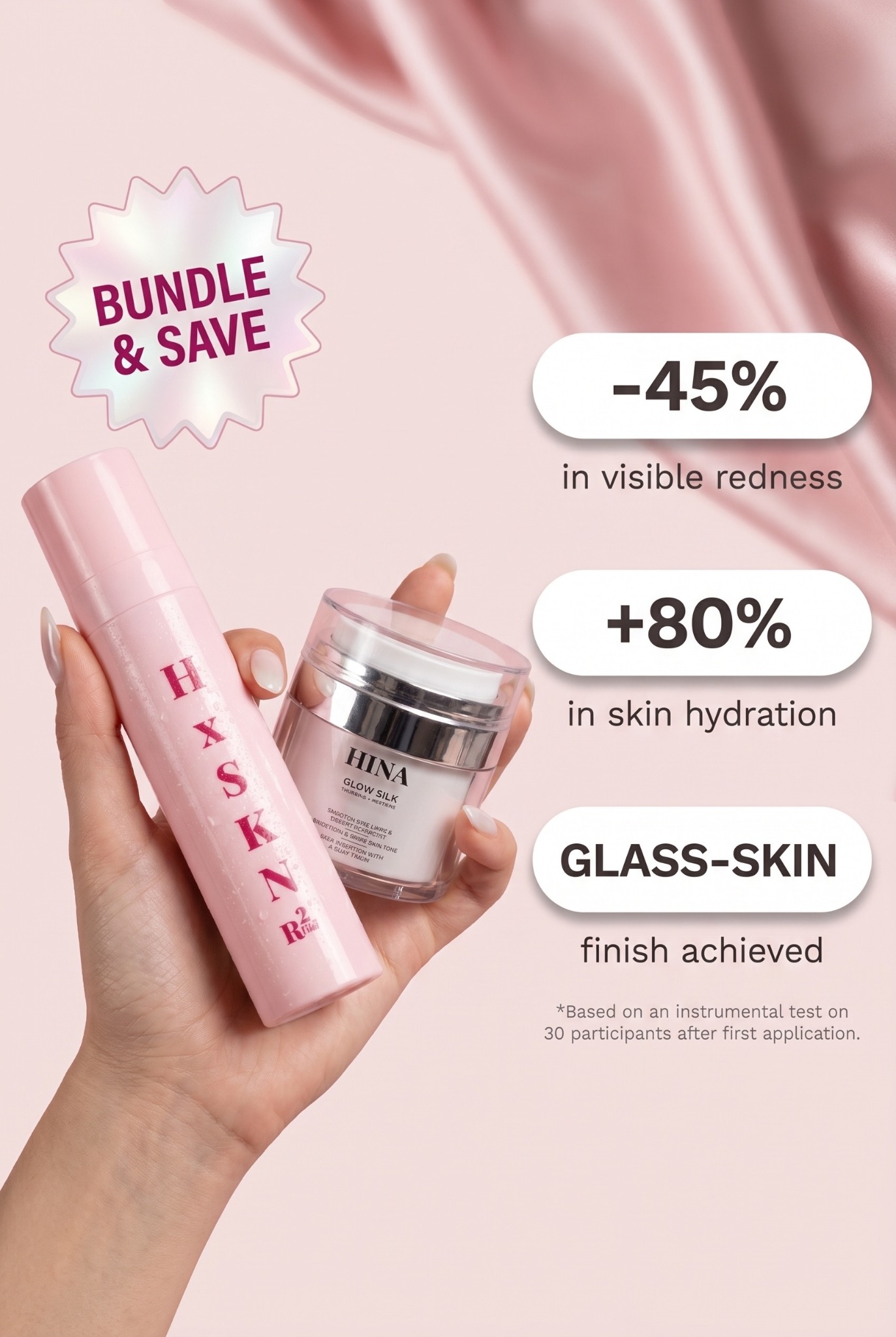 H x SKN Facebook ad: Bye Dry Skin, Hello Glow