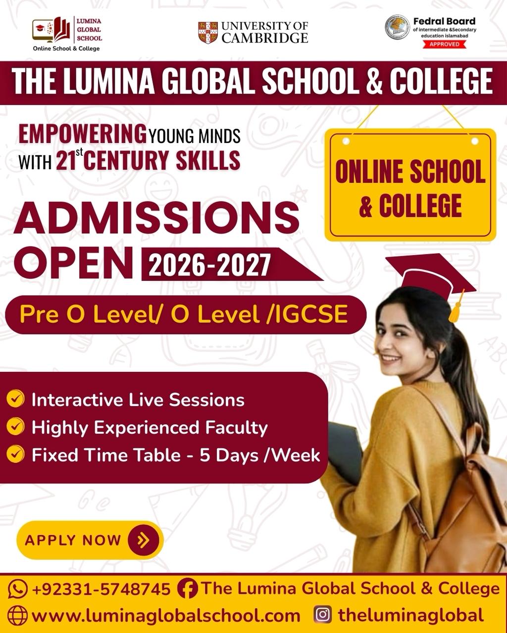 The Lumina Global School & College Facebook ad from Mar 18, 2026