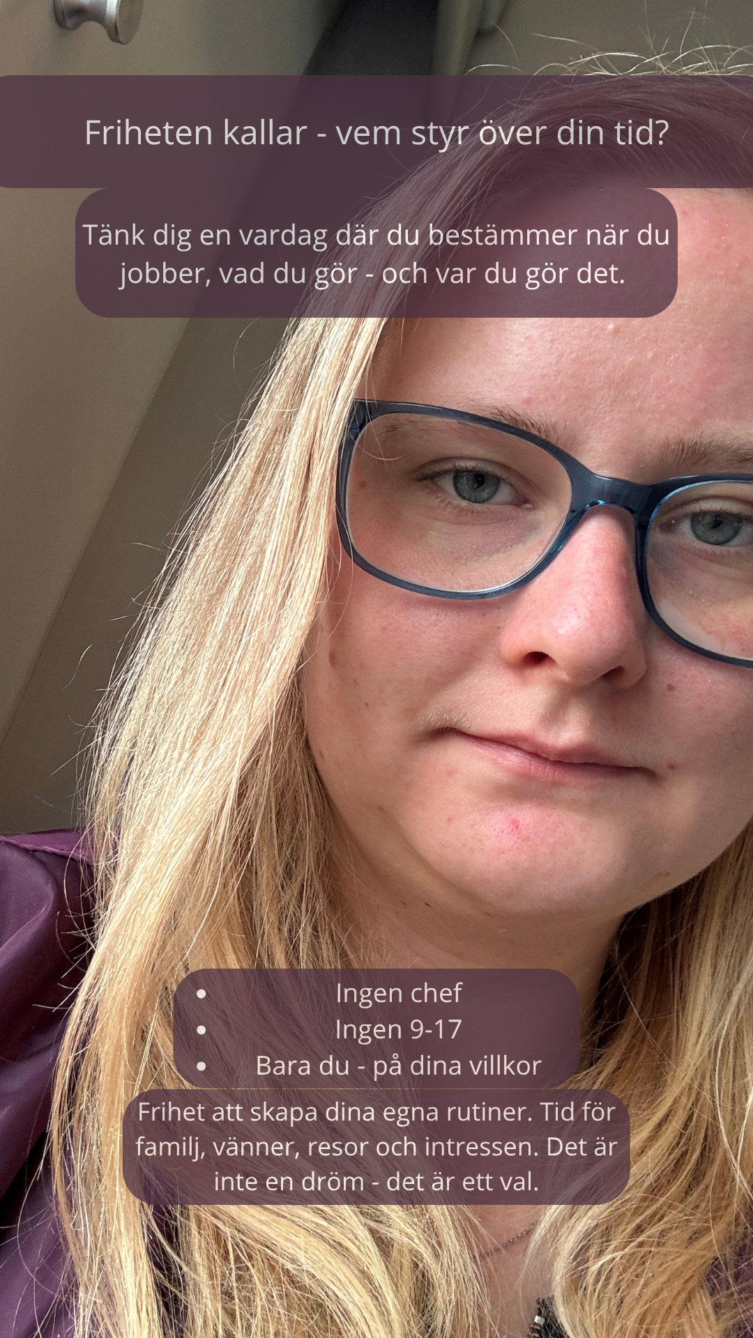 Lina Brodén Facebook ad: Vill du lämna ekorrhjulet precis som jag?
