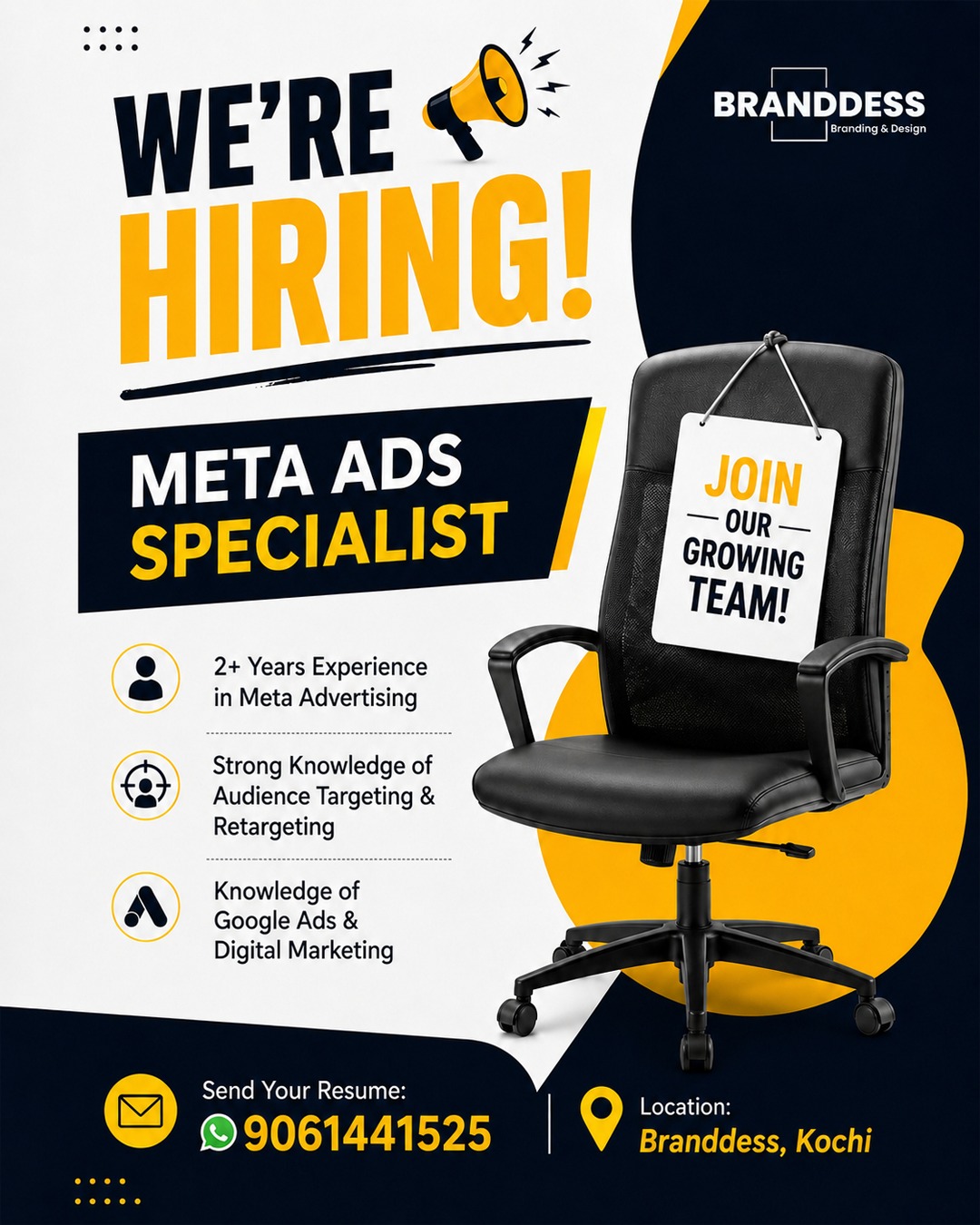 Branddess Facebook ad: SEO & Digital Marketing Specialist, Hiring Now