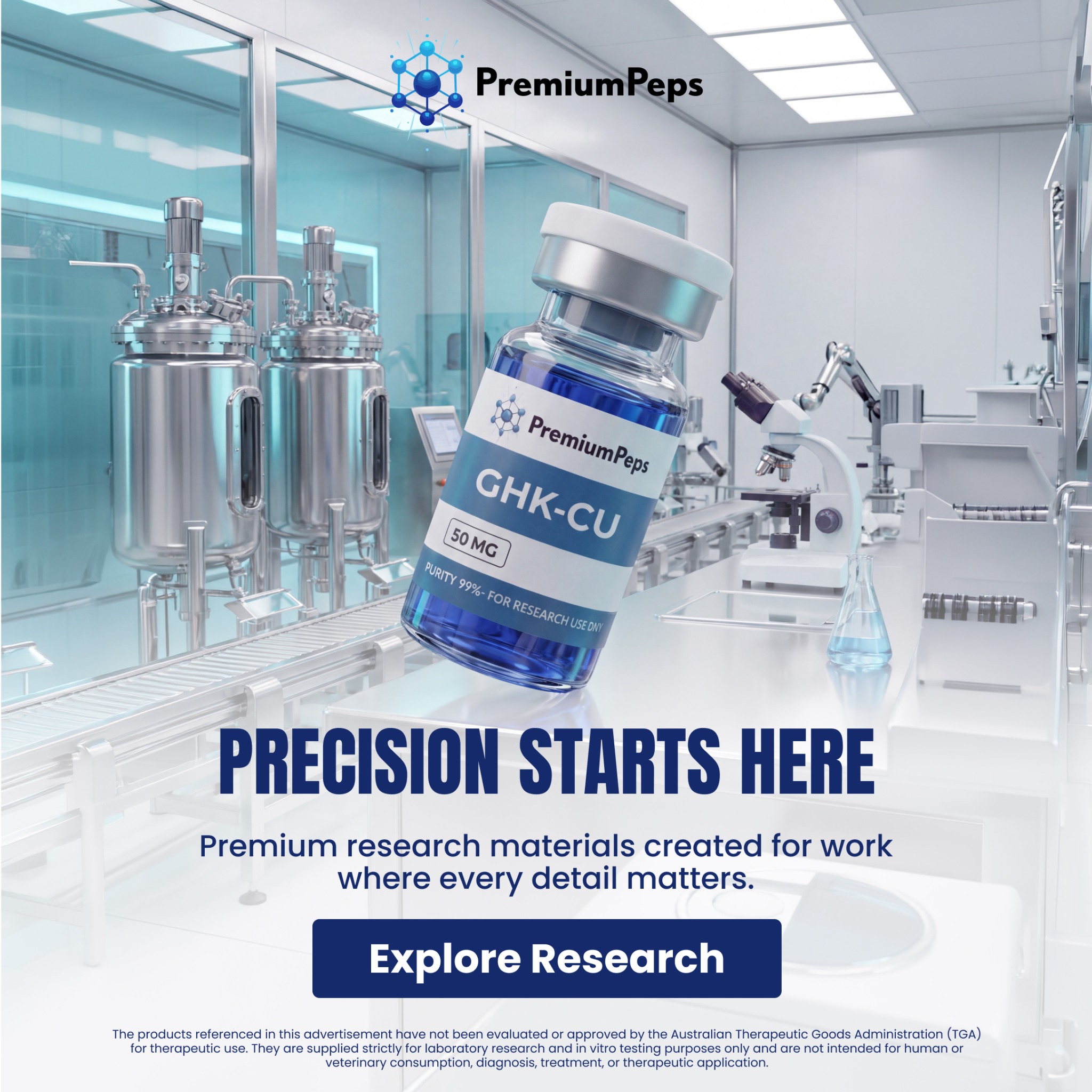 Premium Peptides Facebook ad: Explore PremiumPeps