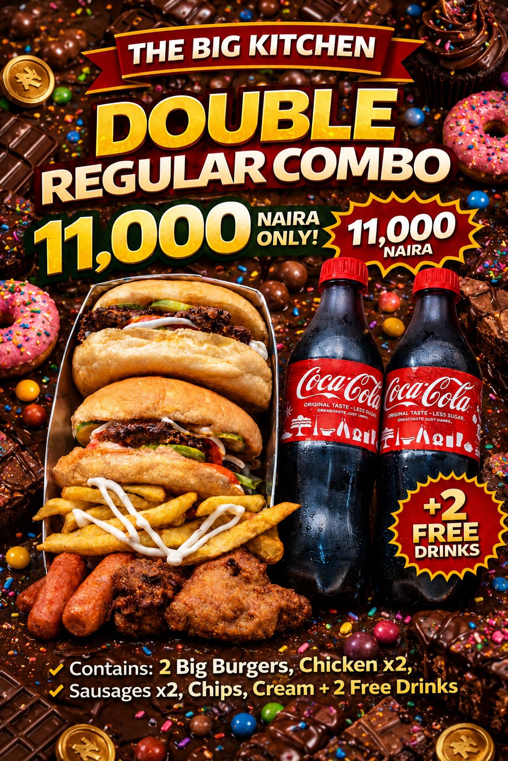 Big Kitchen Burgers Ng Facebook ad: The Double Regular Combo is the most affordable…