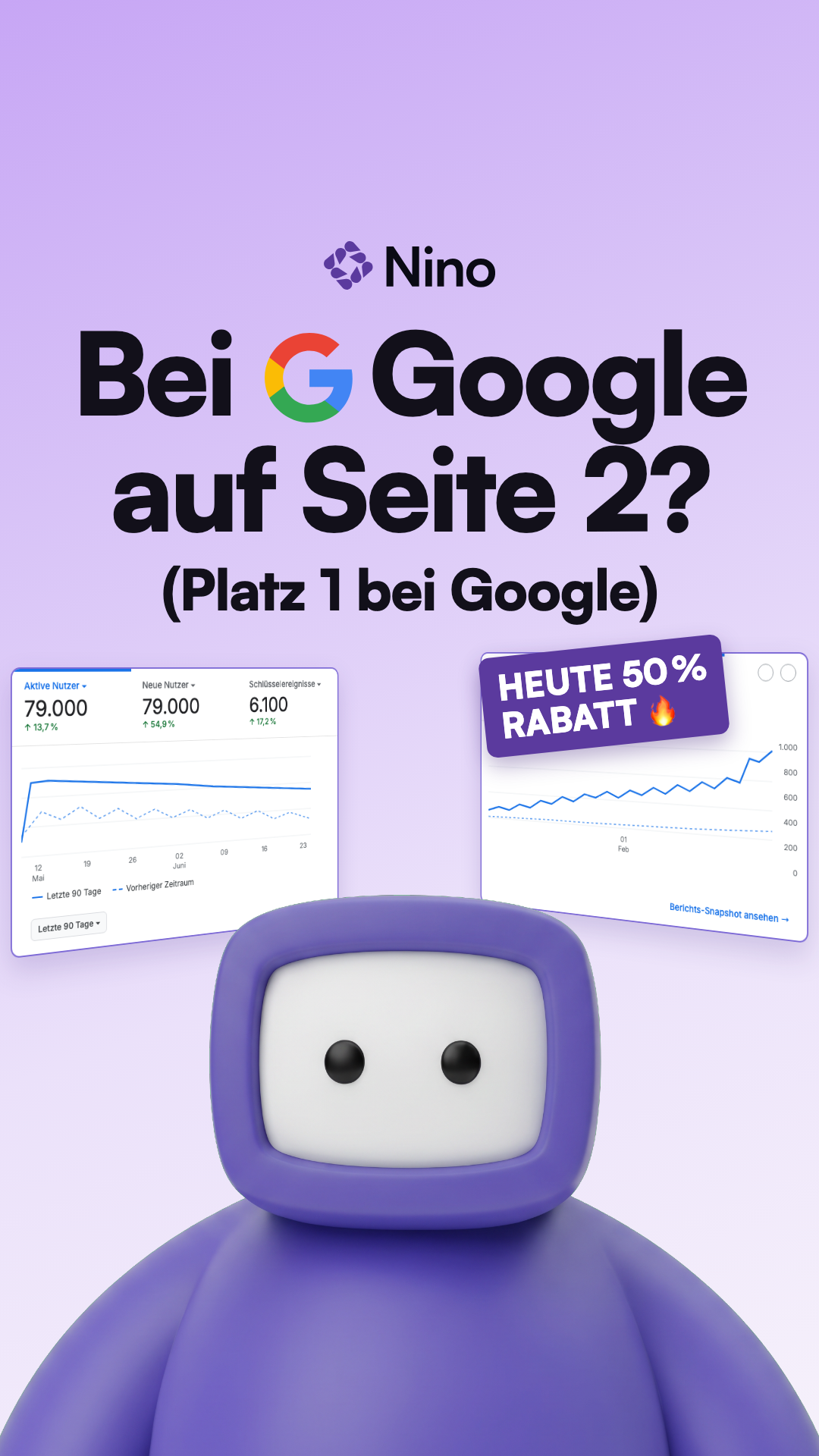 Nino Facebook ad: Platz 1 bei Google