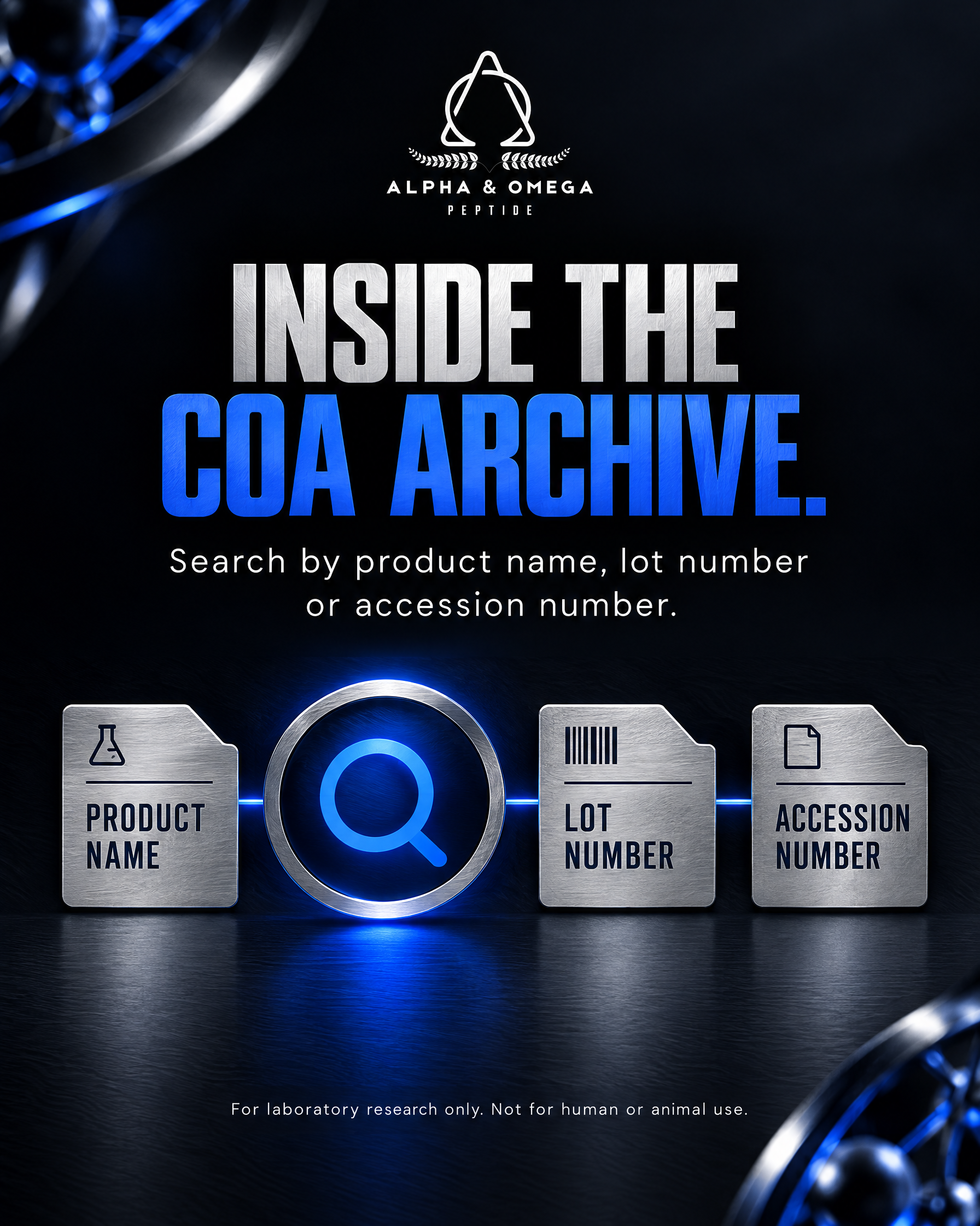 Alpha Omega Peptide Facebook ad: Search the COA Archive