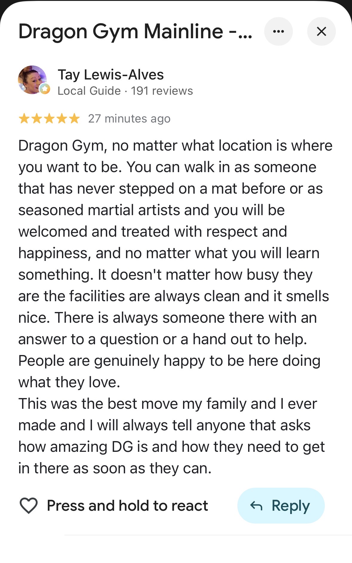 Dragon Gym Martial Arts & Fitness Facebook ad