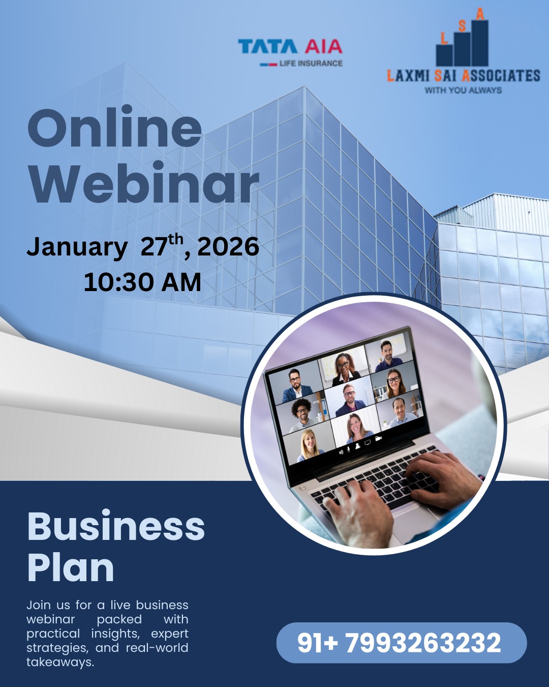 laxmisaiassociates Facebook ad: BUSINESS WEBINAR INVITE | TATA AIA LIFE INSURANCE