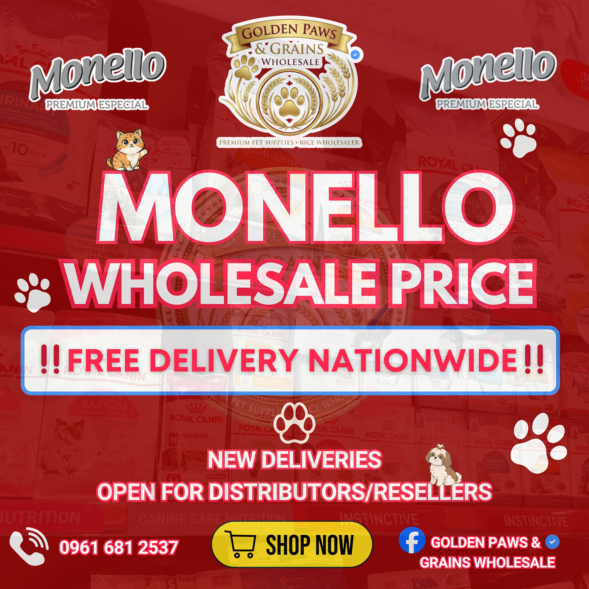 Golden Paws & Grains Wholesale Facebook ad