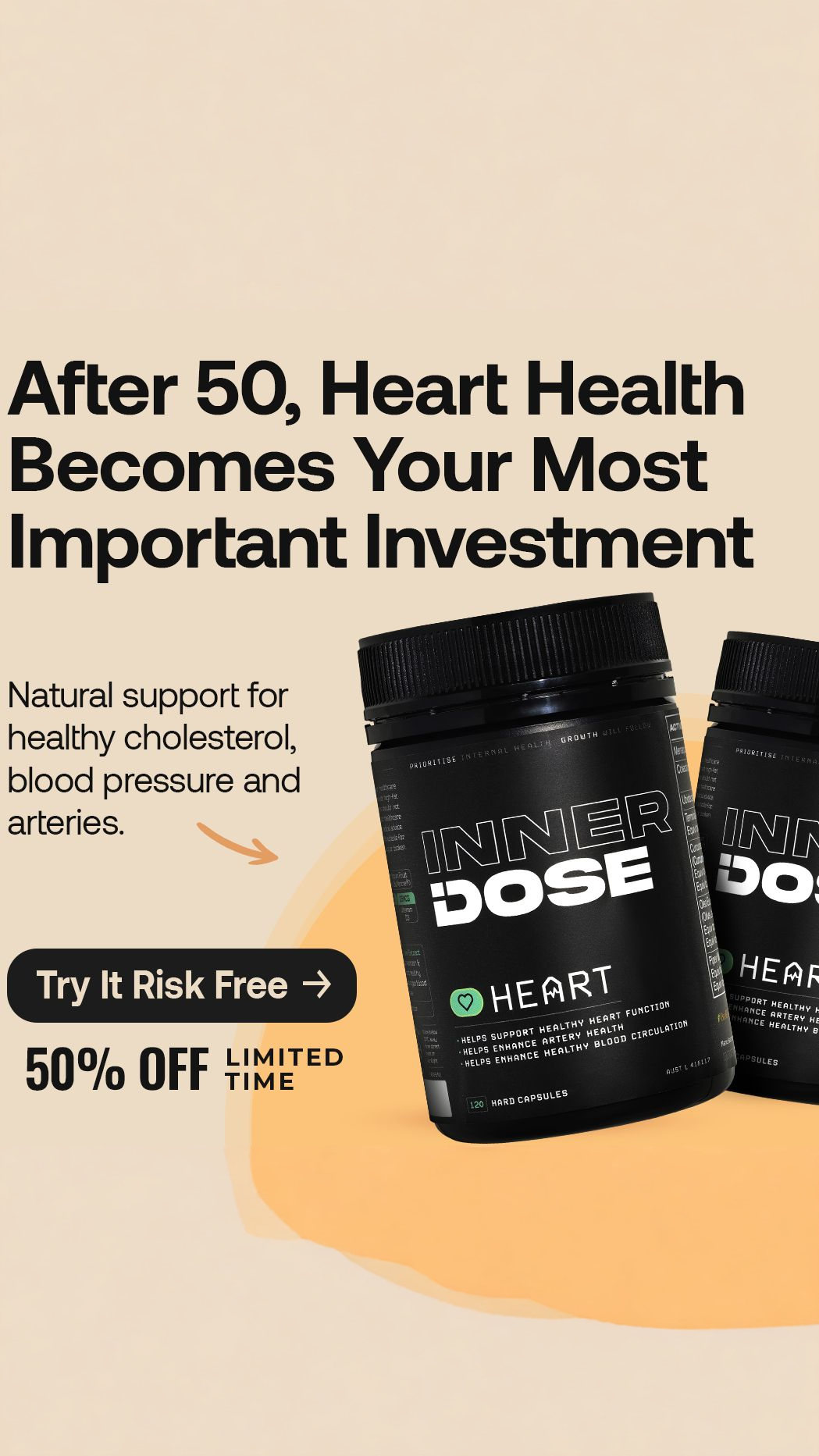 Inner Dose Facebook ad: Improve BP & Cholesterol Naturally